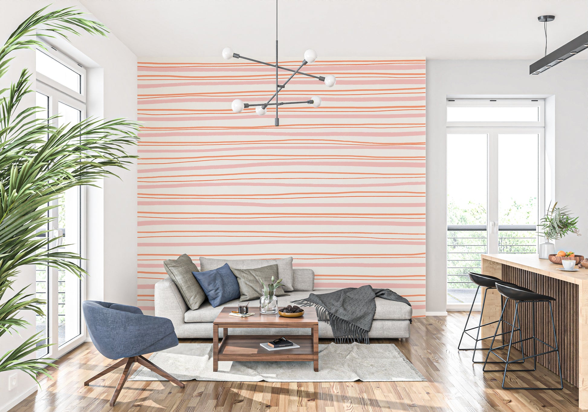 Modern striped abstract wall mural
