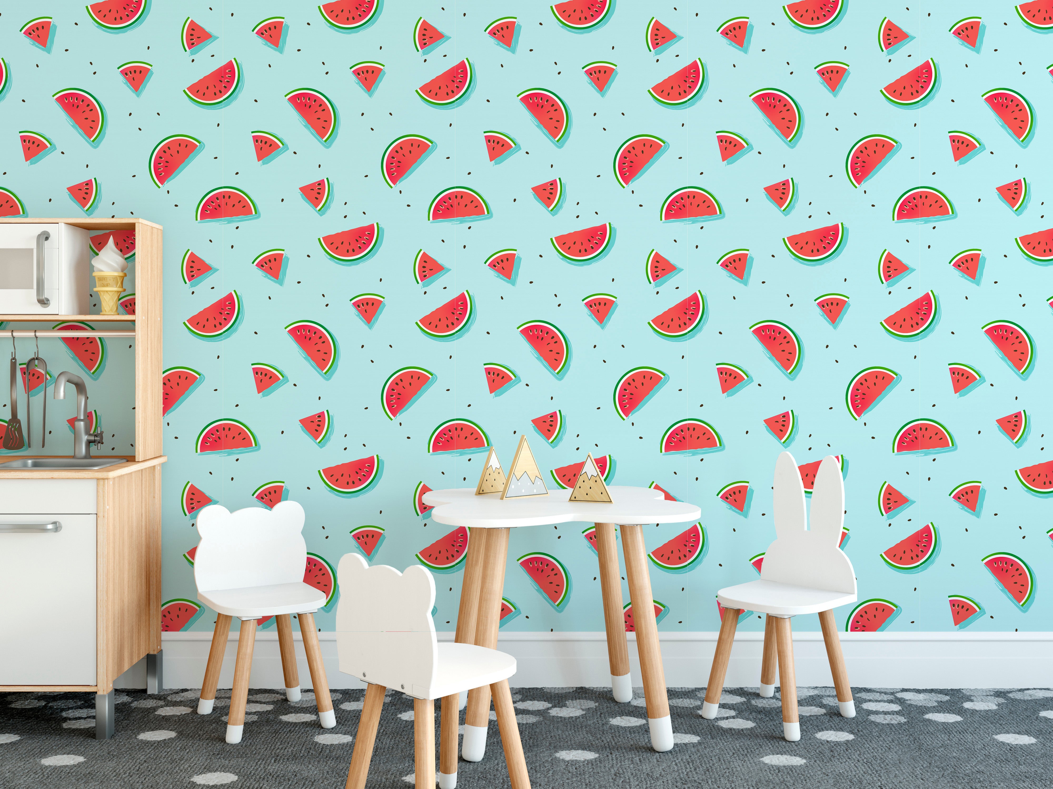 Vibrant watermelon fruit mural pattern
