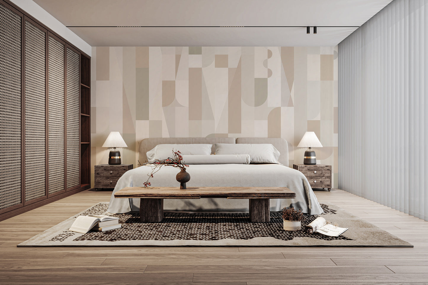 Geometric Sepia Wall Mural