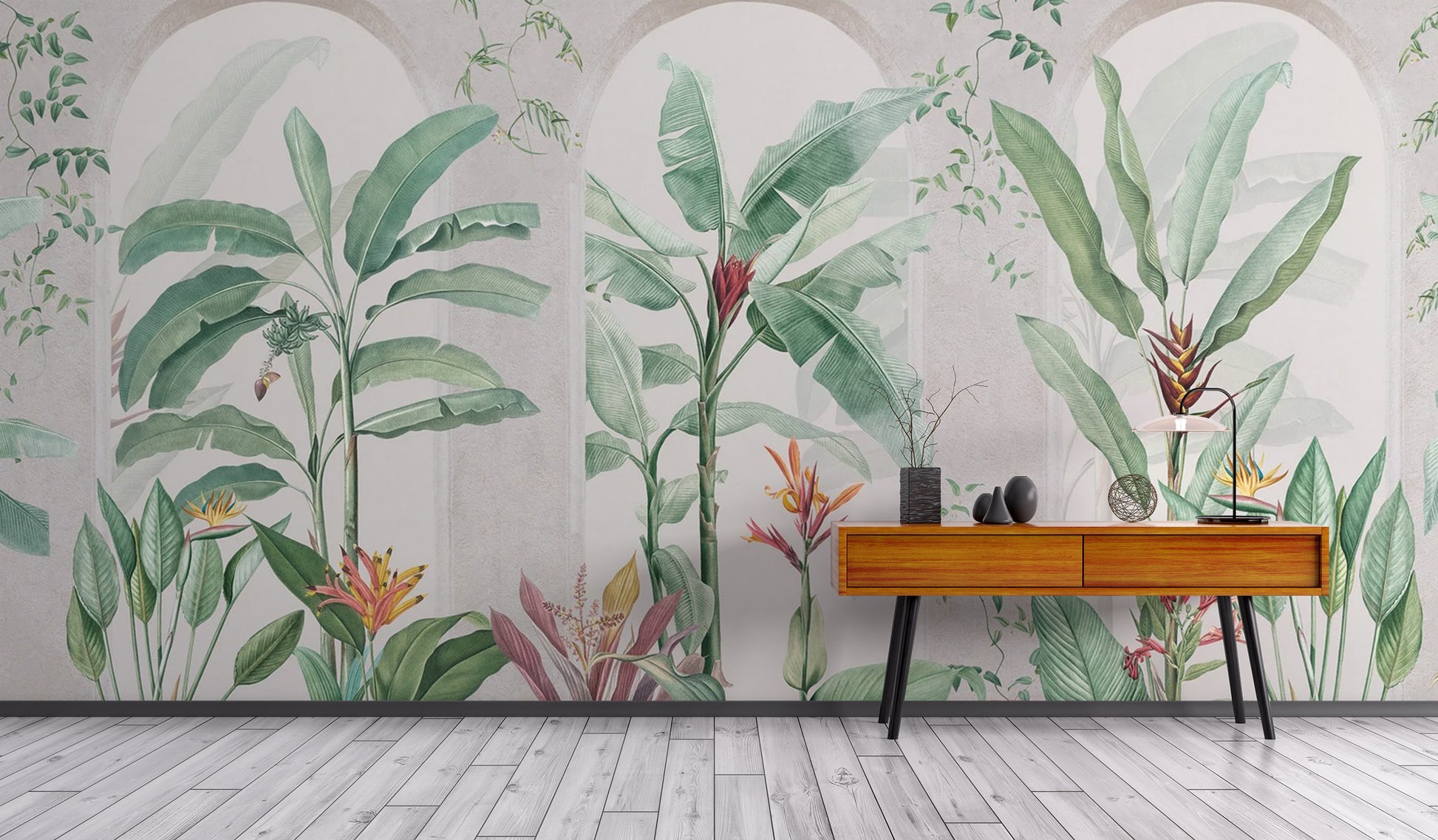 Tropical banana leaf wallpaper for nature-inspired decor
