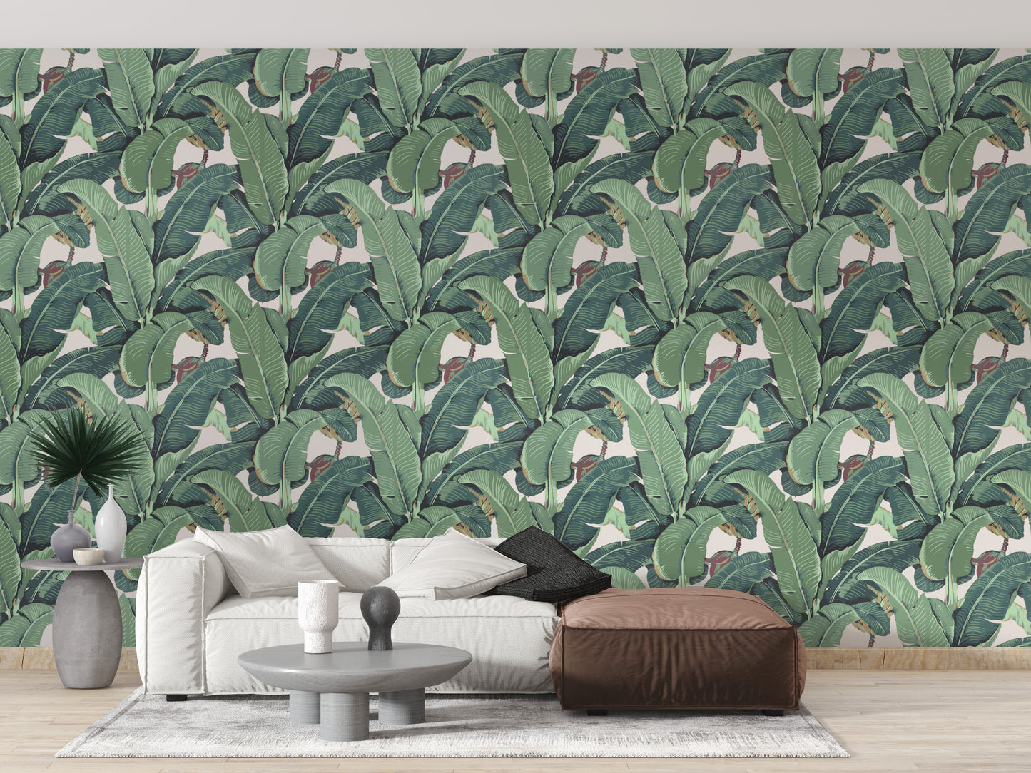 Tropical banana leaf mural leafy charm
