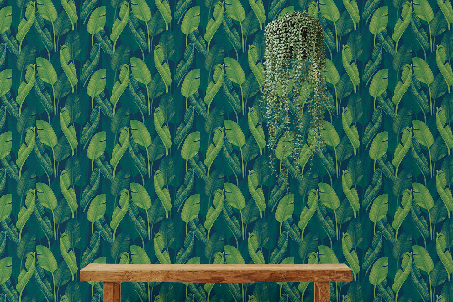 Dark Green Color Banana Leaves Wallpaper