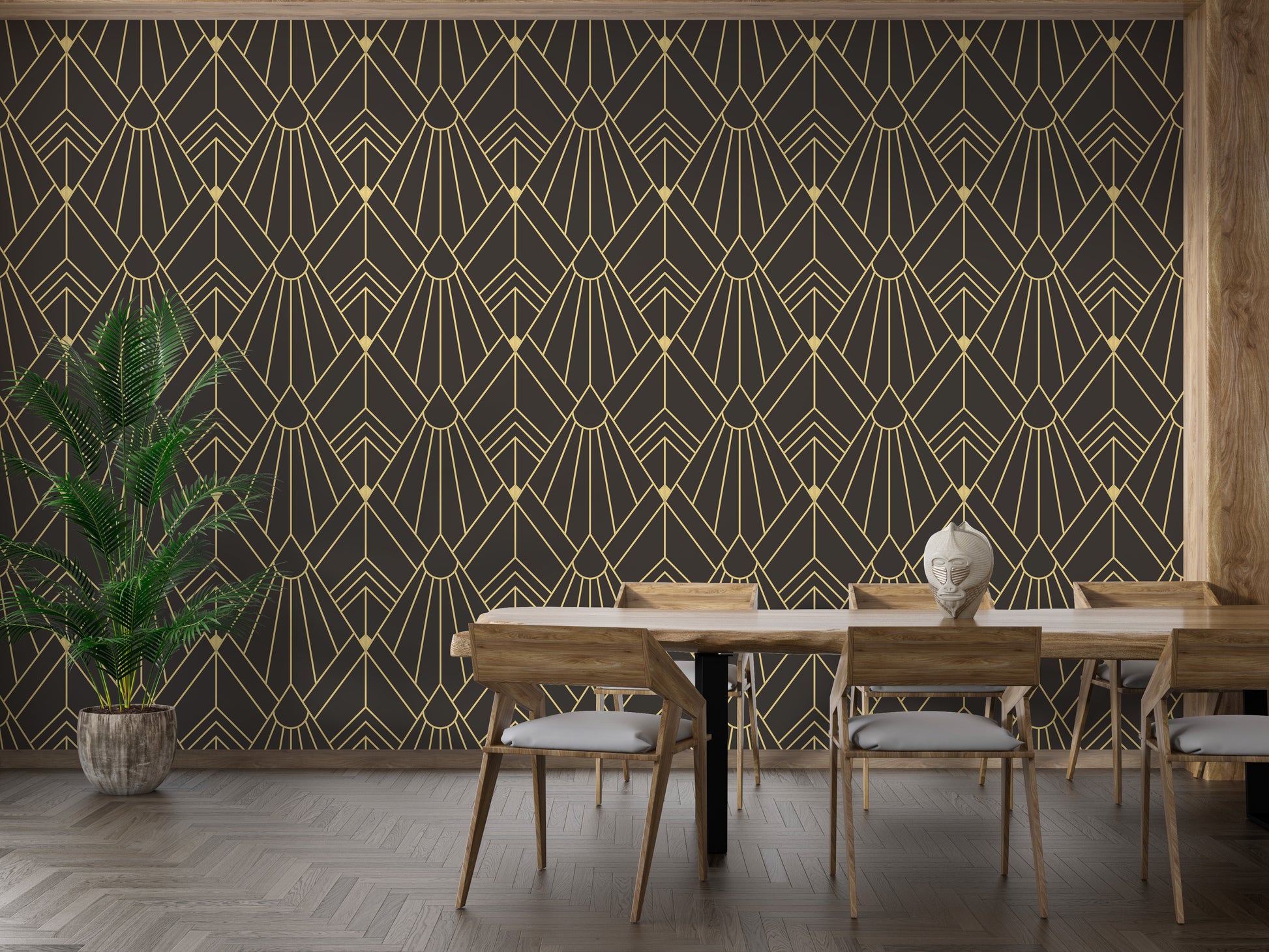 Minimalist gold art deco wallpaper for interiors
