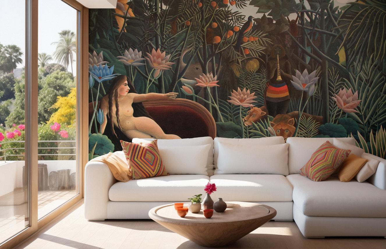 Tribal wilderness wall mural for interiors
