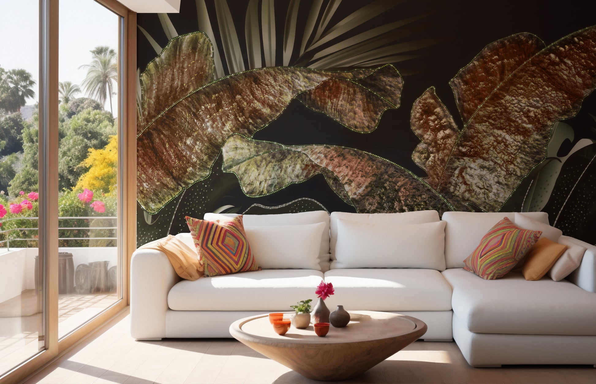 Golden leaves wallpaper mural for living rooms
