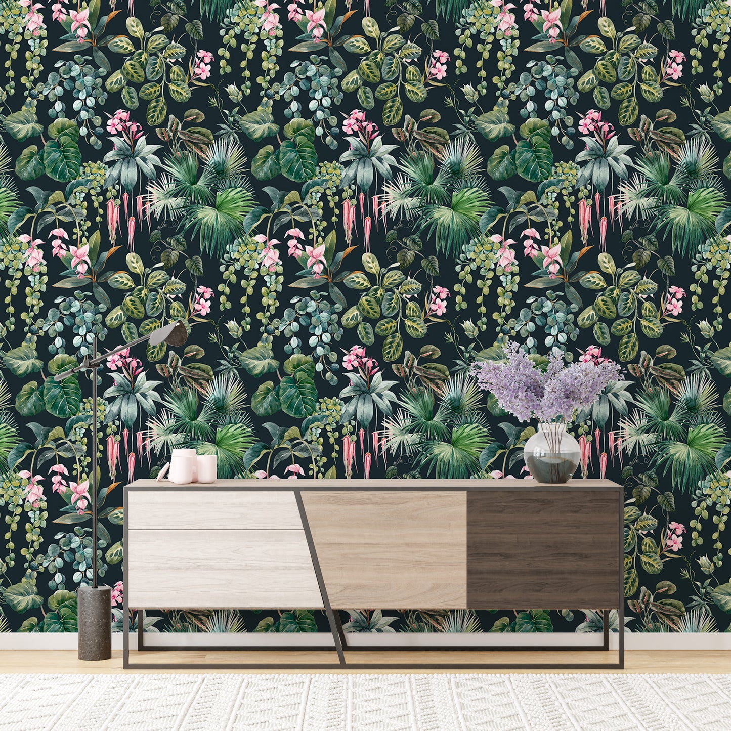 Tropical Pattern Jungle Flower Wallpaper