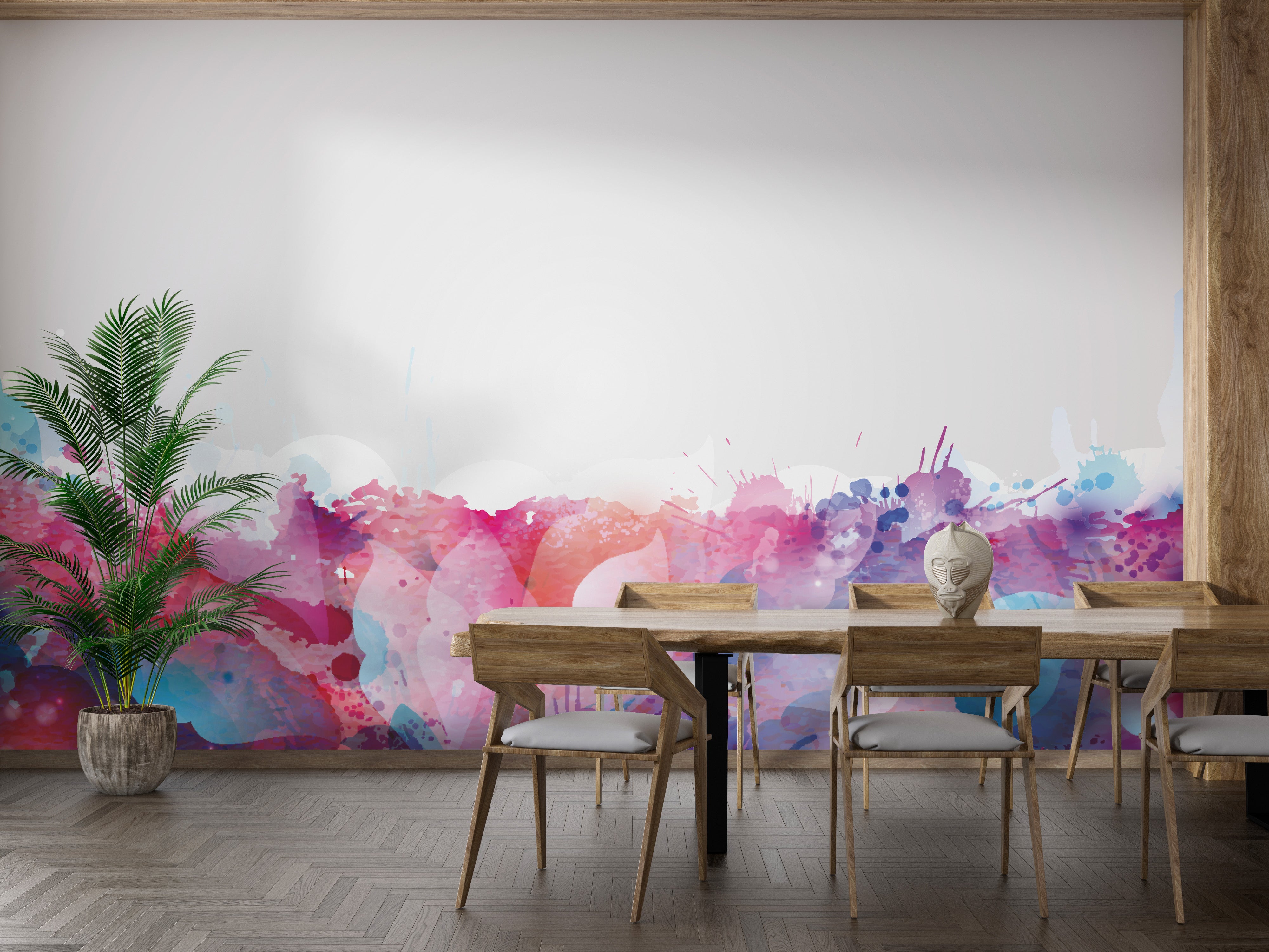 Colorful watercolor brushstroke mural wallpaper
