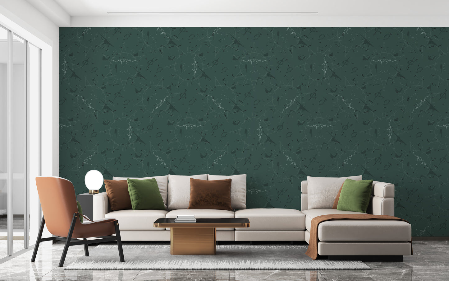 Trendy green pattern wallpaper mural



