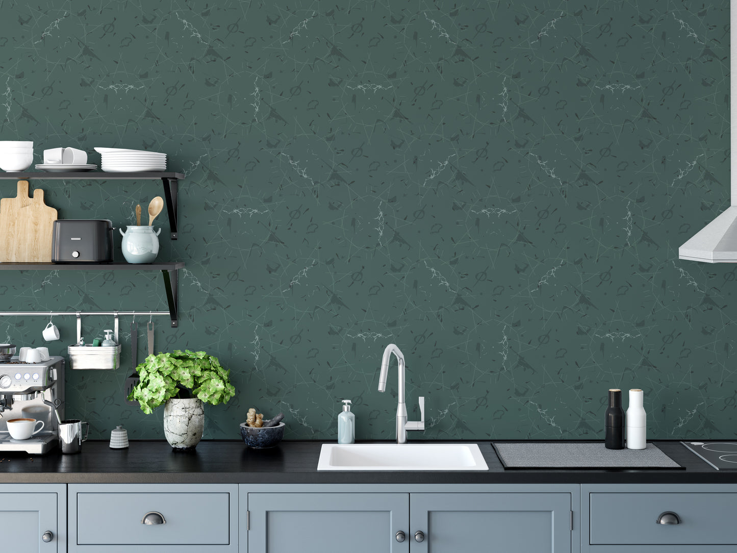 Green harmony pattern wallpaper mural
