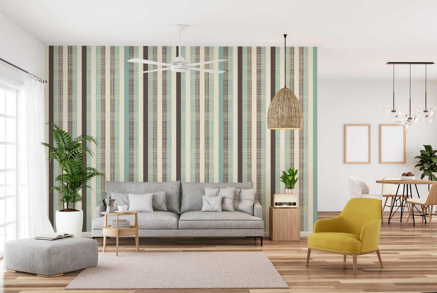 Retro-inspired pastel stripes wallpaper mural
