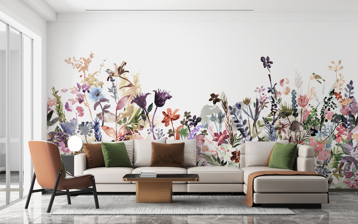 Beautiful wildflowers for a dreamy wall mural look.