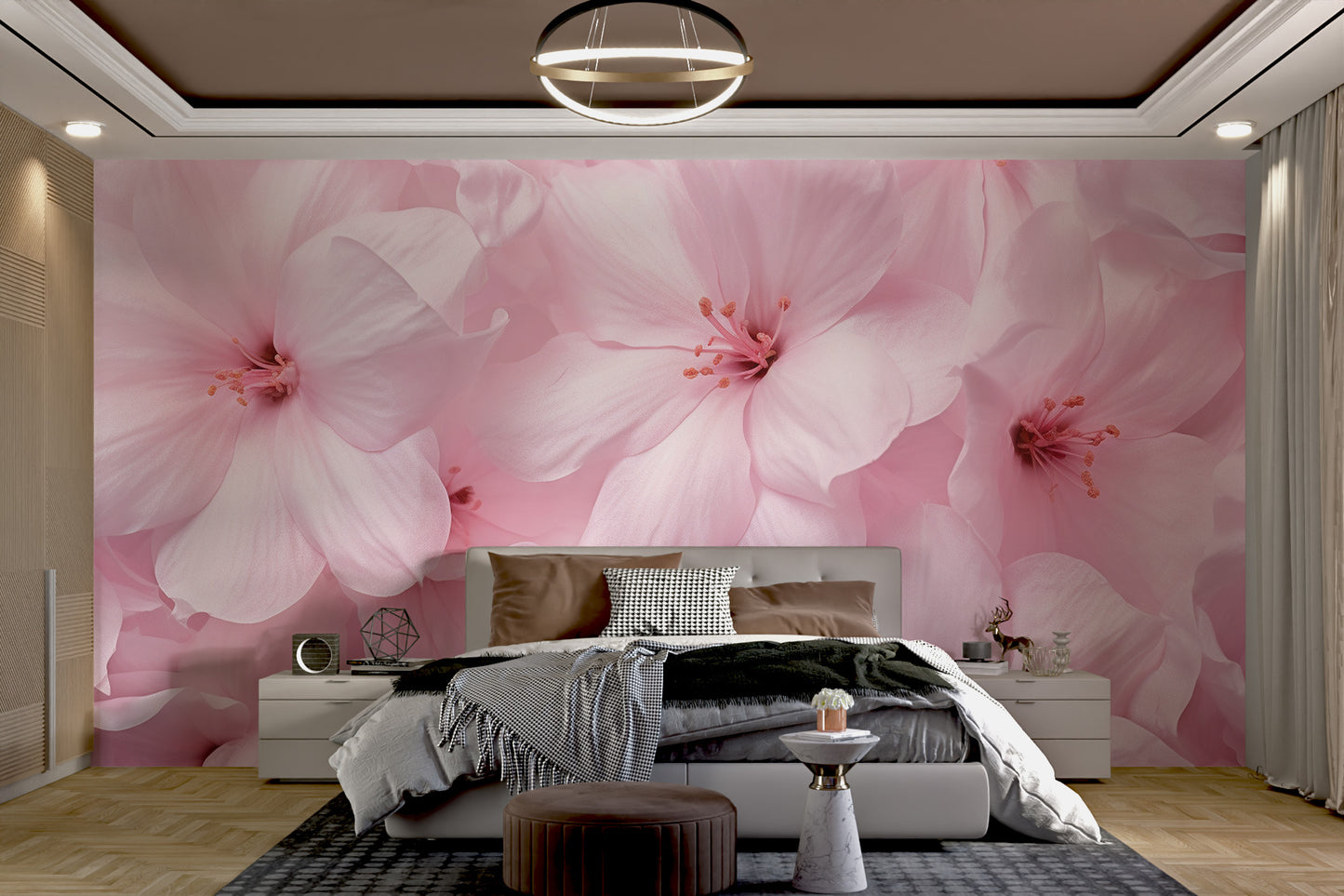 Dreamy pink bloom wall covering
