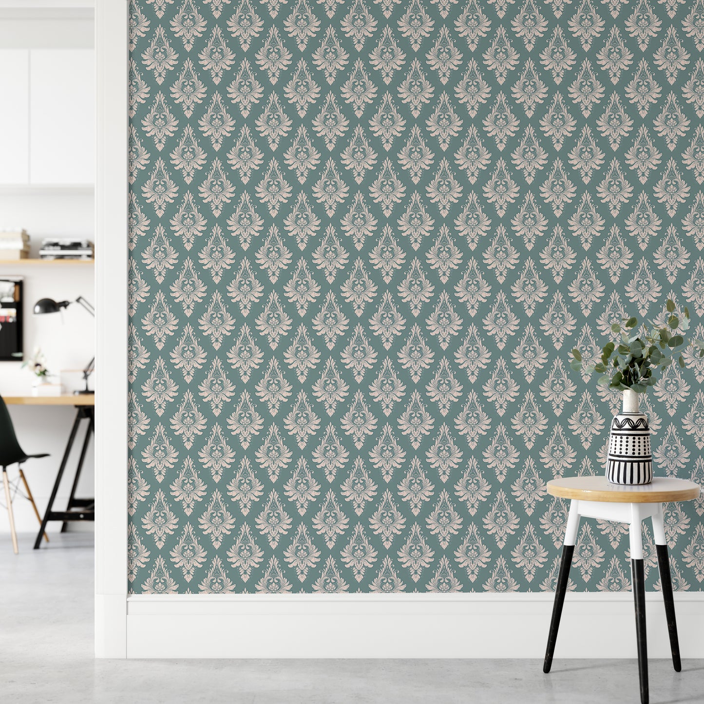 Royal Victorian Green Damask Pattern Wallpaper