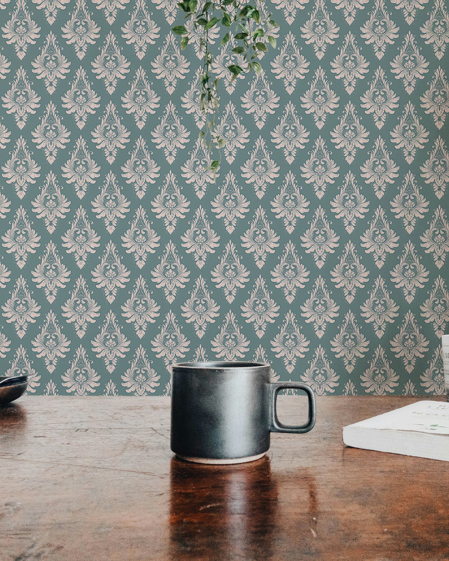 Royal Victorian Green Damask Pattern Wallpaper