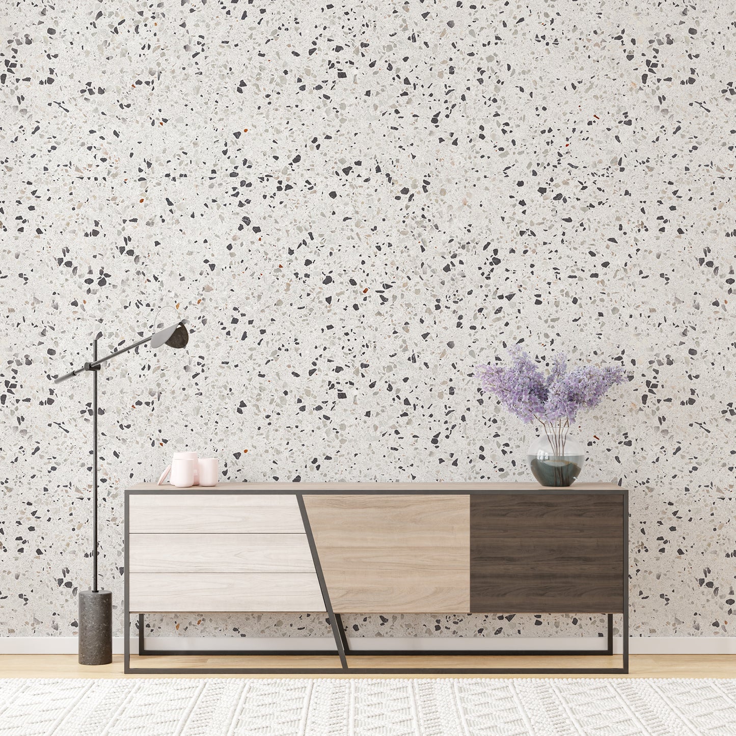 Repeat Pattern Terrazzo Designs White Texture Wallpaper