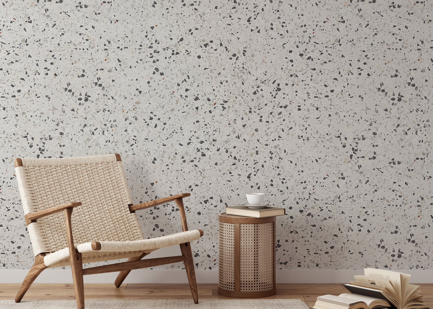 Repeat Pattern Terrazzo Designs White Texture Wallpaper