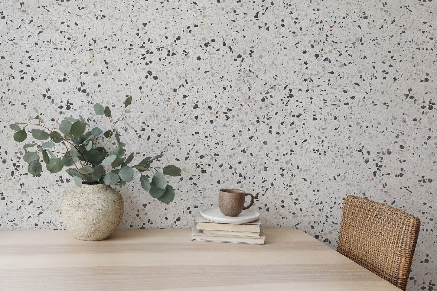 Repeat Pattern Terrazzo Designs White Texture Wallpaper