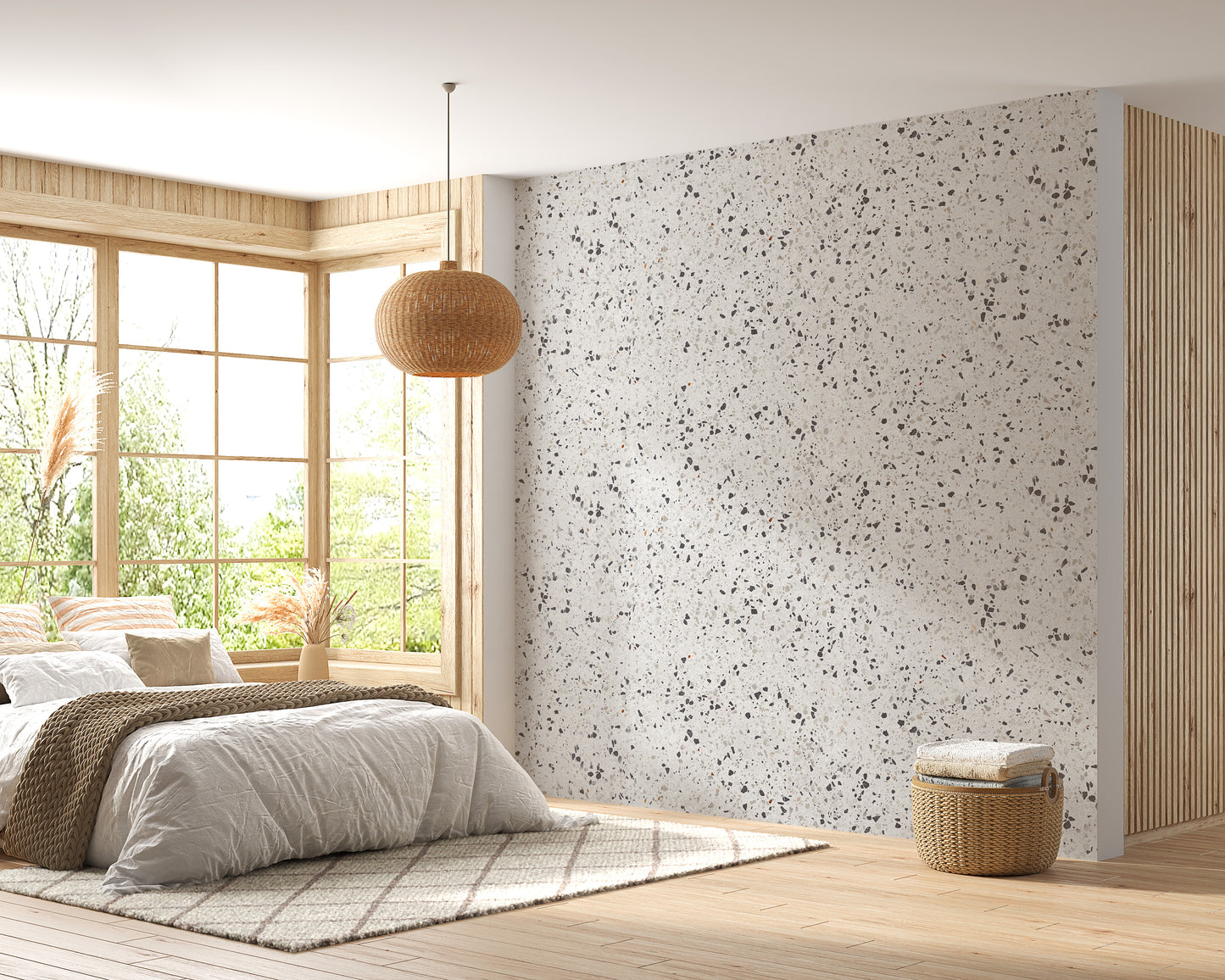 Repeat Pattern Terrazzo Designs White Texture Wallpaper