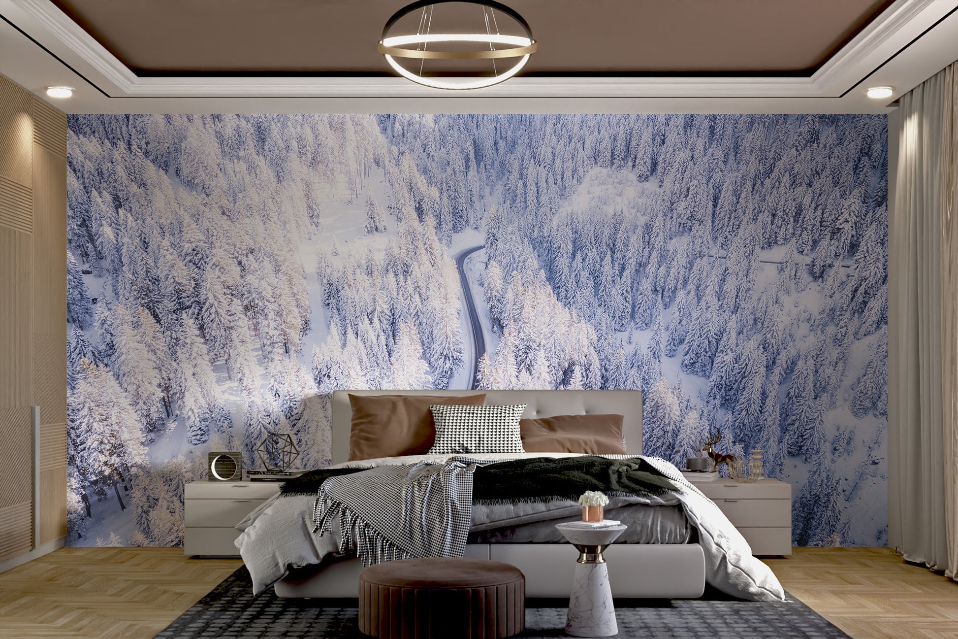 Icy white forest wallpaper for walls
