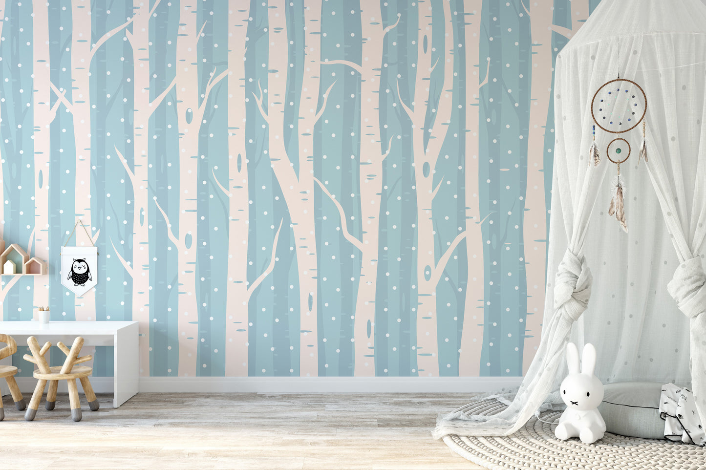 Frosty Blue Forest Scenic Wall Murals