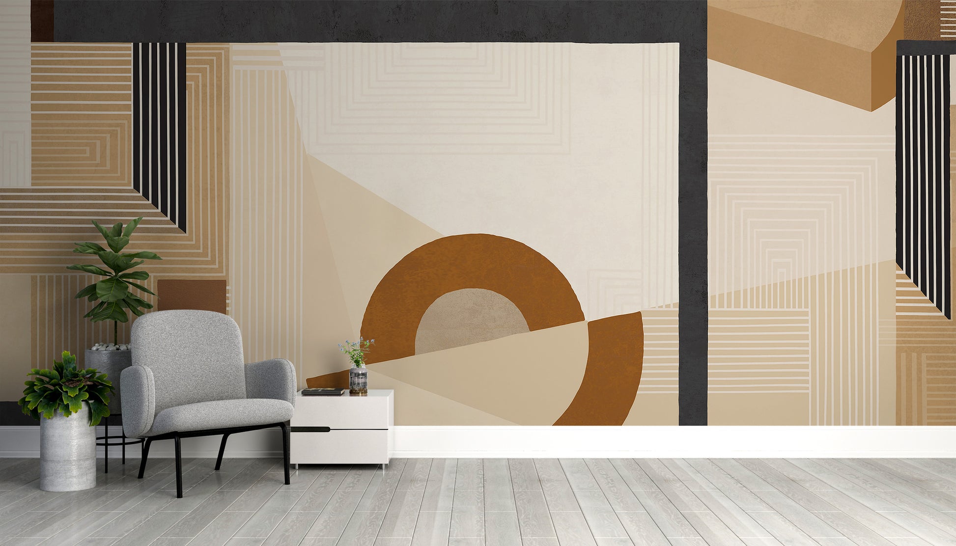 Minimalistic beige geometric pattern for stylish rooms.
