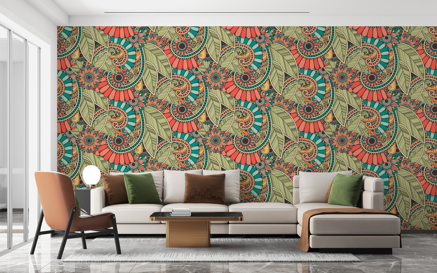 Serene doodle wallpaper mural artwork



