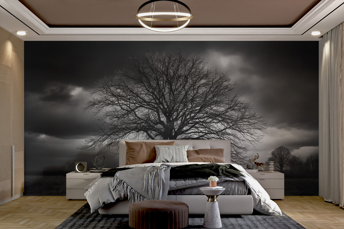 Stormy sky and tree wall mural
