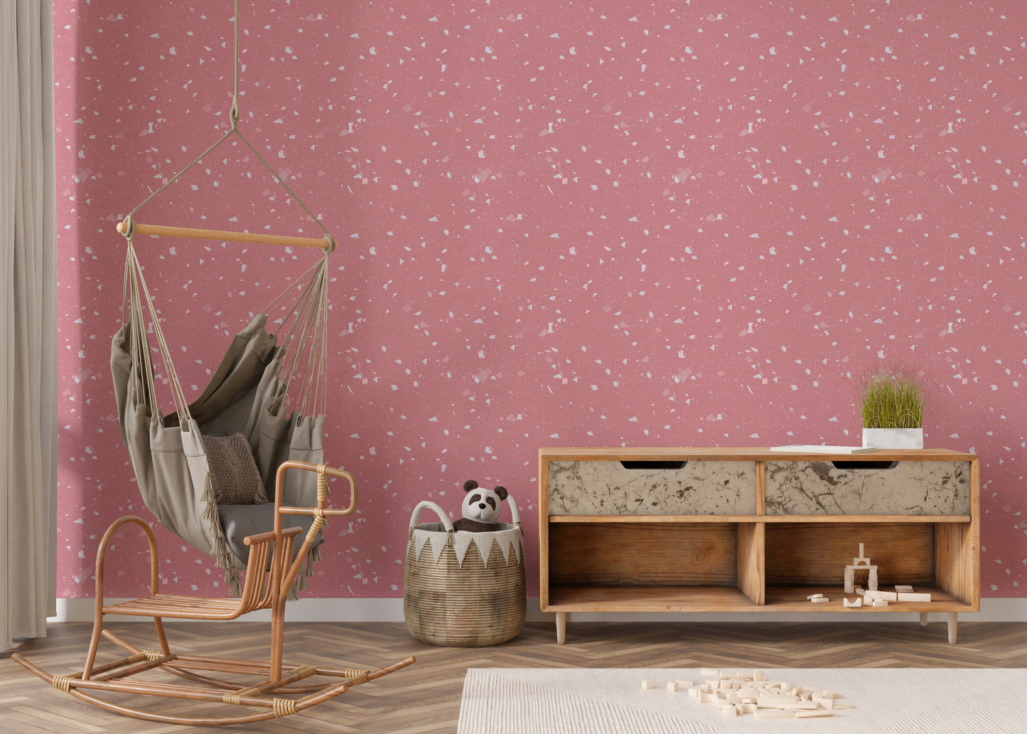 Pink Venetian Quartz Stone Terrazzo Peel and Stick Wallpaper