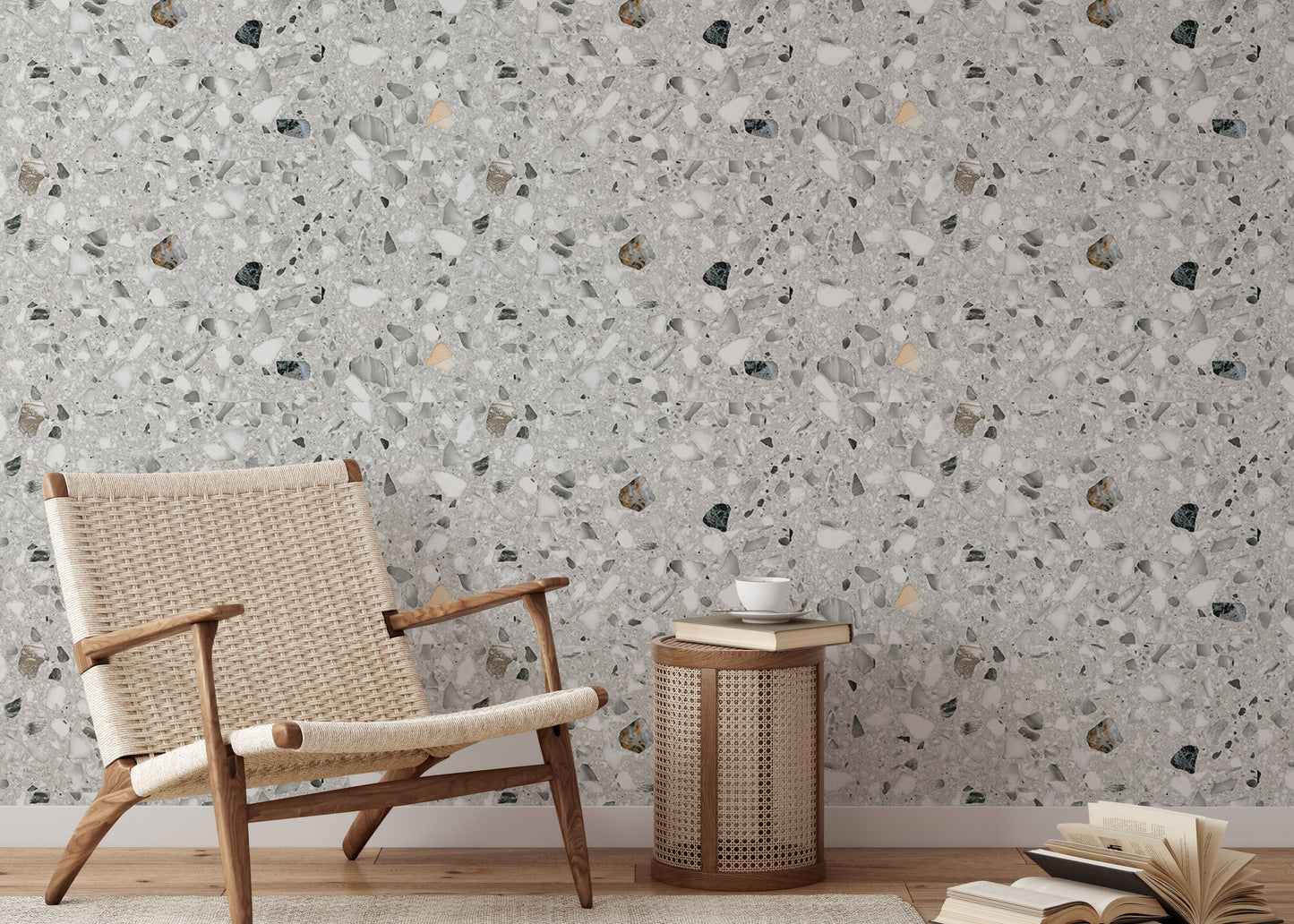 Italian Style Terrazzo Flooring Vector Grey Wallpaper