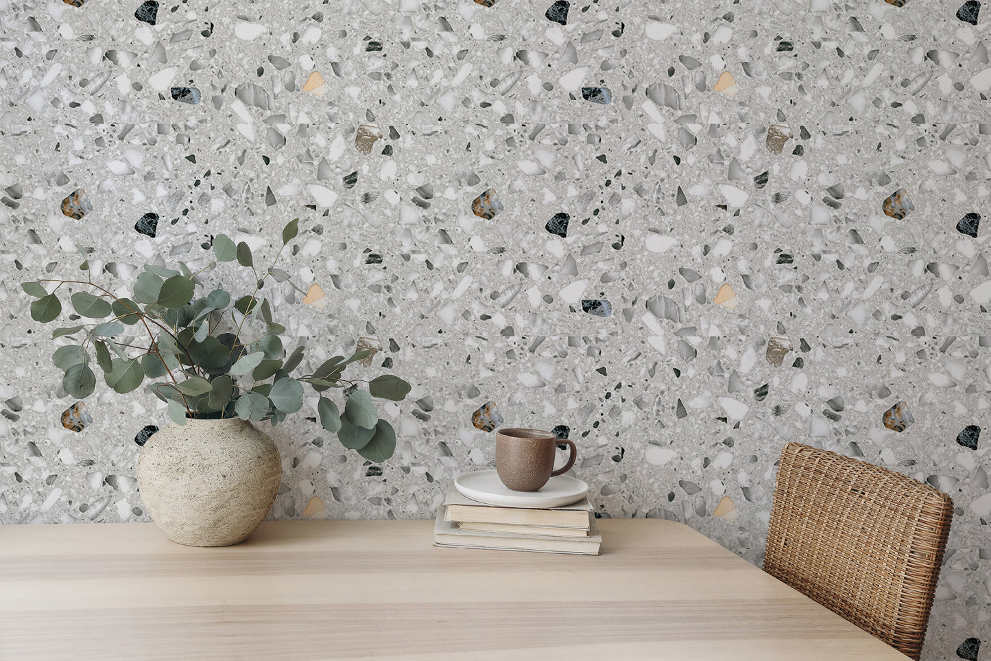 Italian Style Terrazzo Flooring Vector Grey Wallpaper