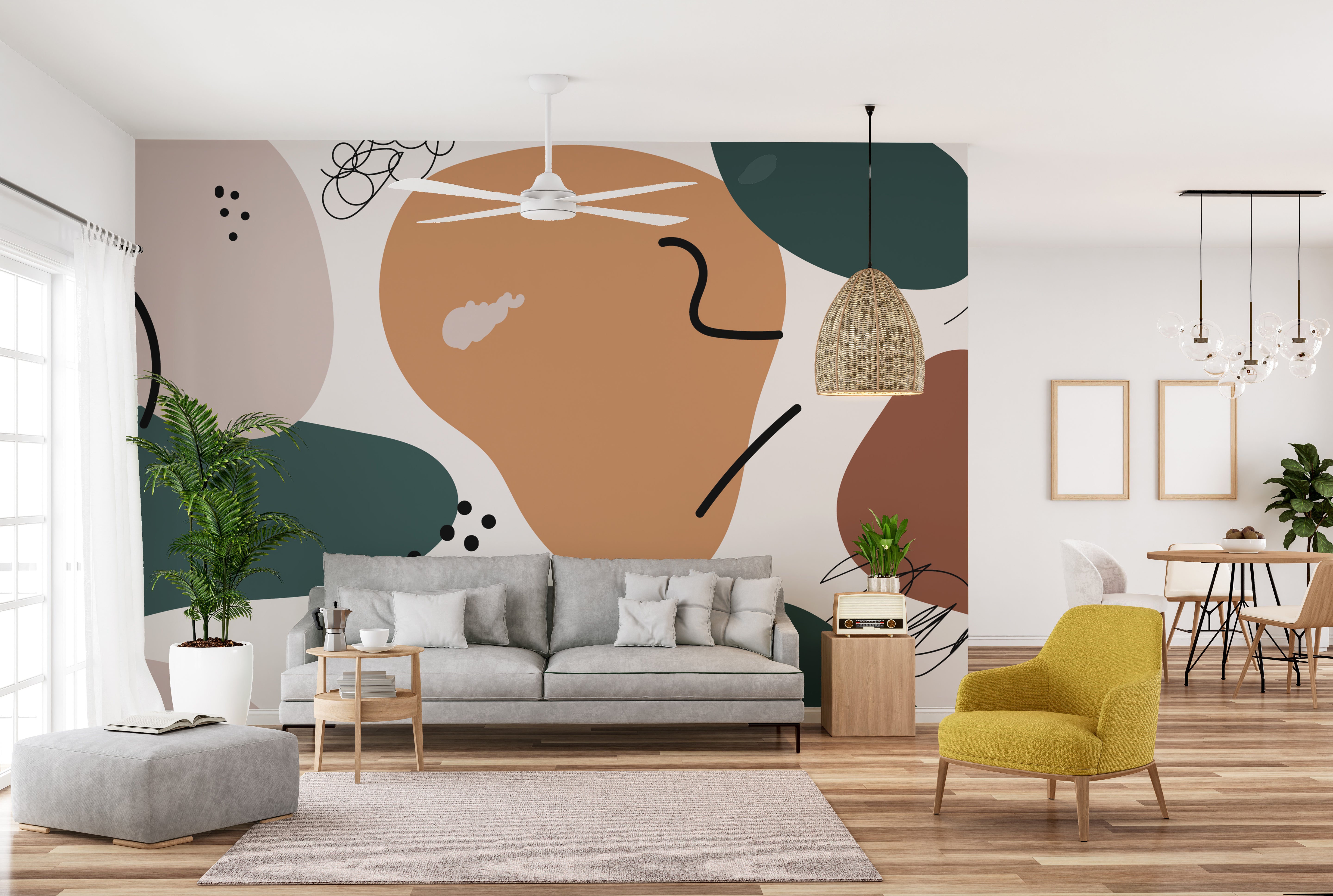 Nature-inspired wallpaper mural artwork
