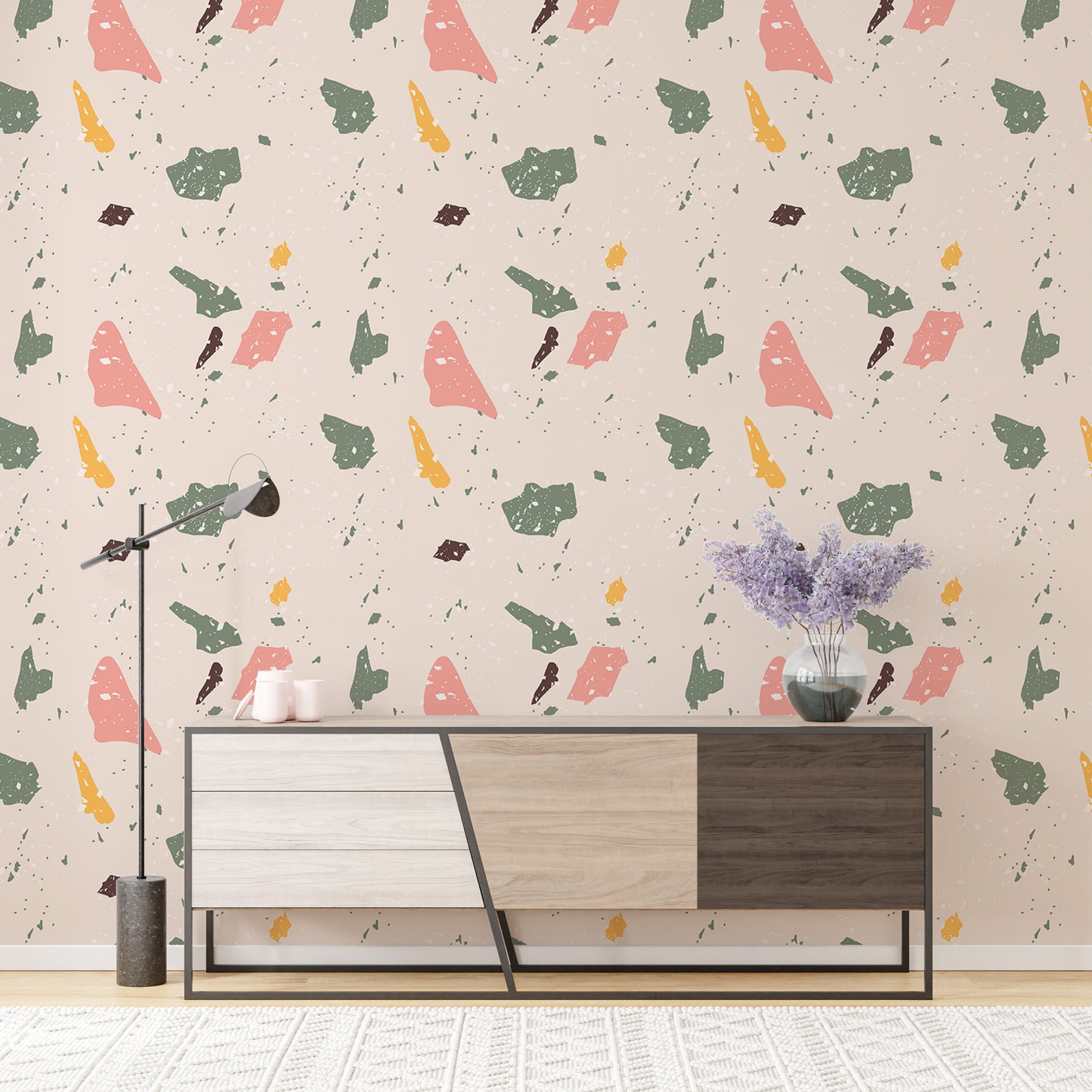 Craquelure Geometric Simulate Granite Terrazzo Wallpaper