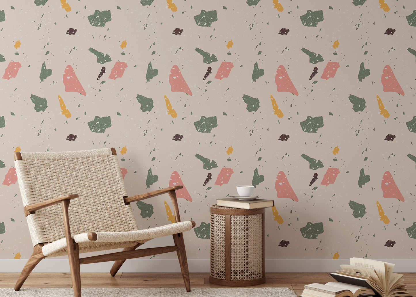 Craquelure Geometric Simulate Granite Terrazzo Wallpaper