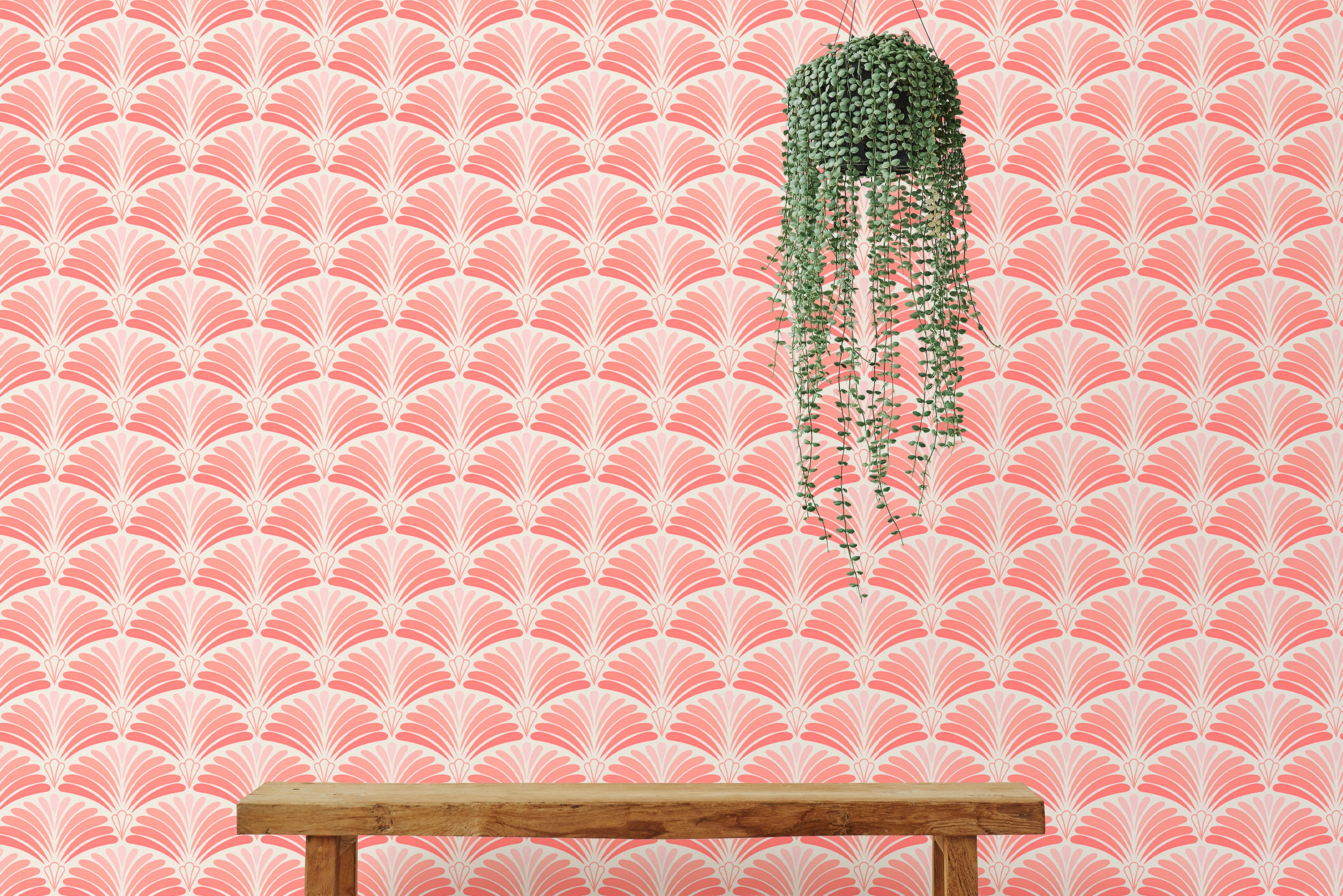 Beautiful pink wallpaper with traditional Japanese charm