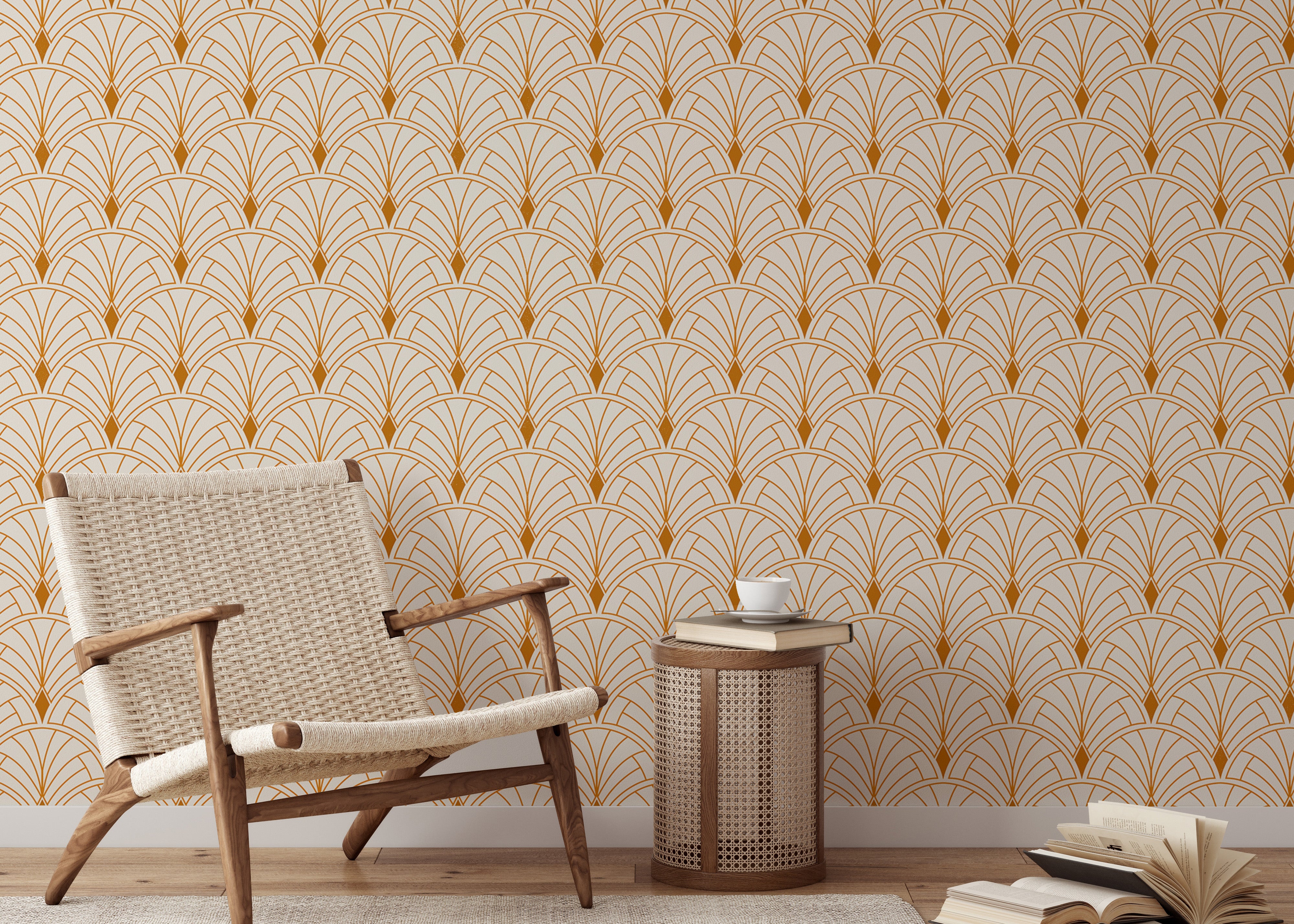 Timeless abstract wallpaper with Victorian art deco flair