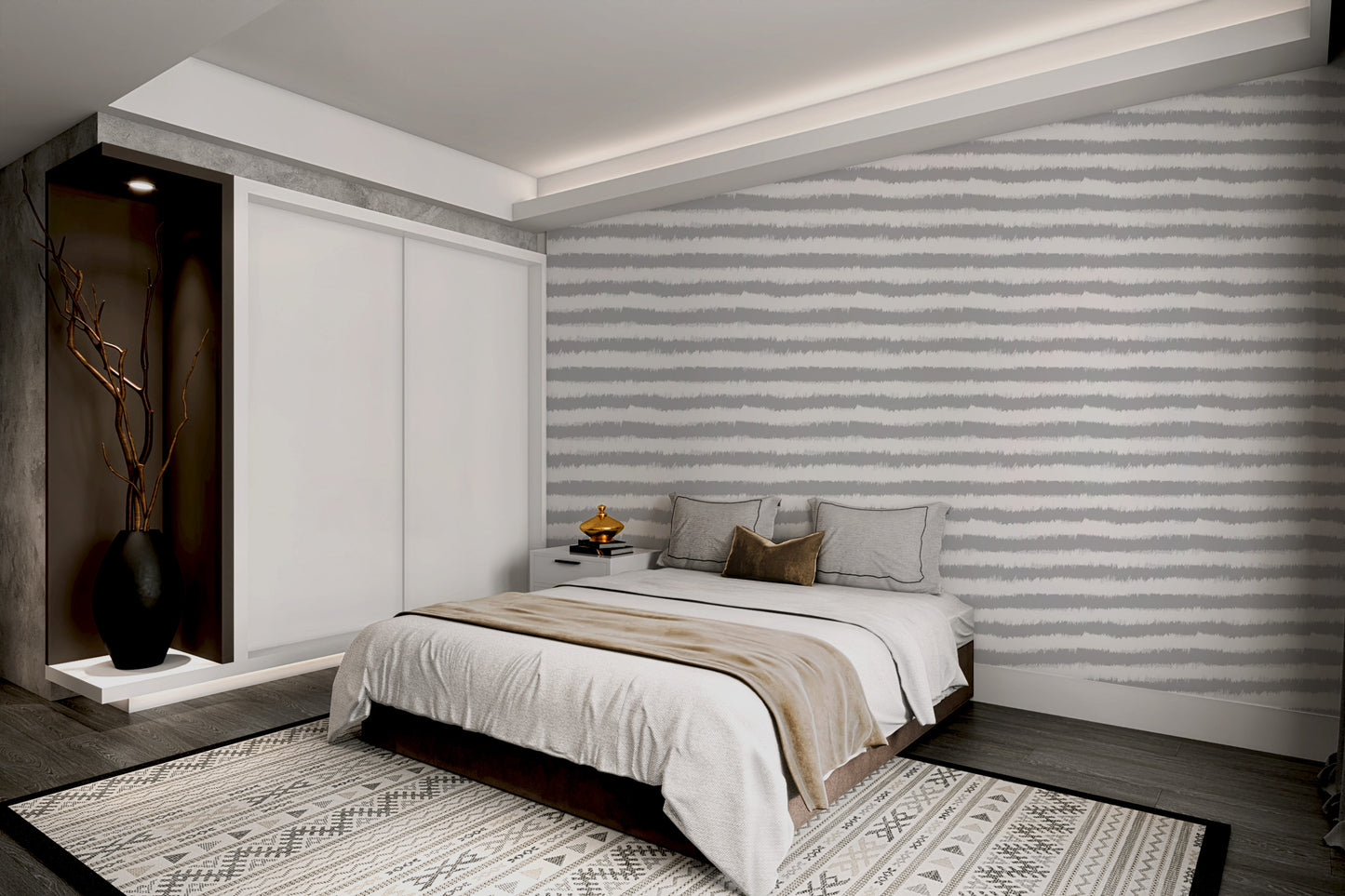 Grey Horizontal Stripes Wallpaper Mural