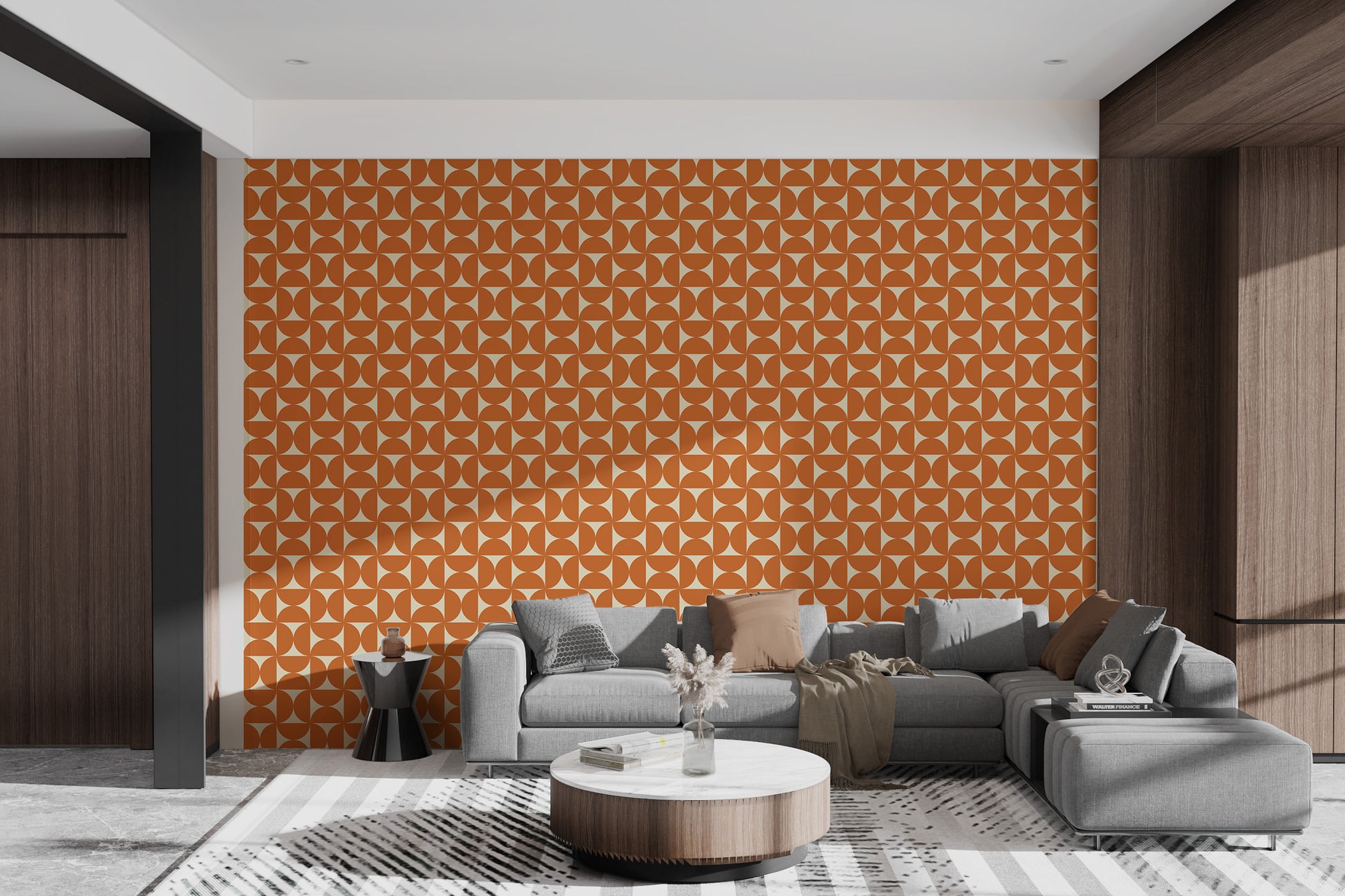 Mid-century modern pattern wallpaper design
