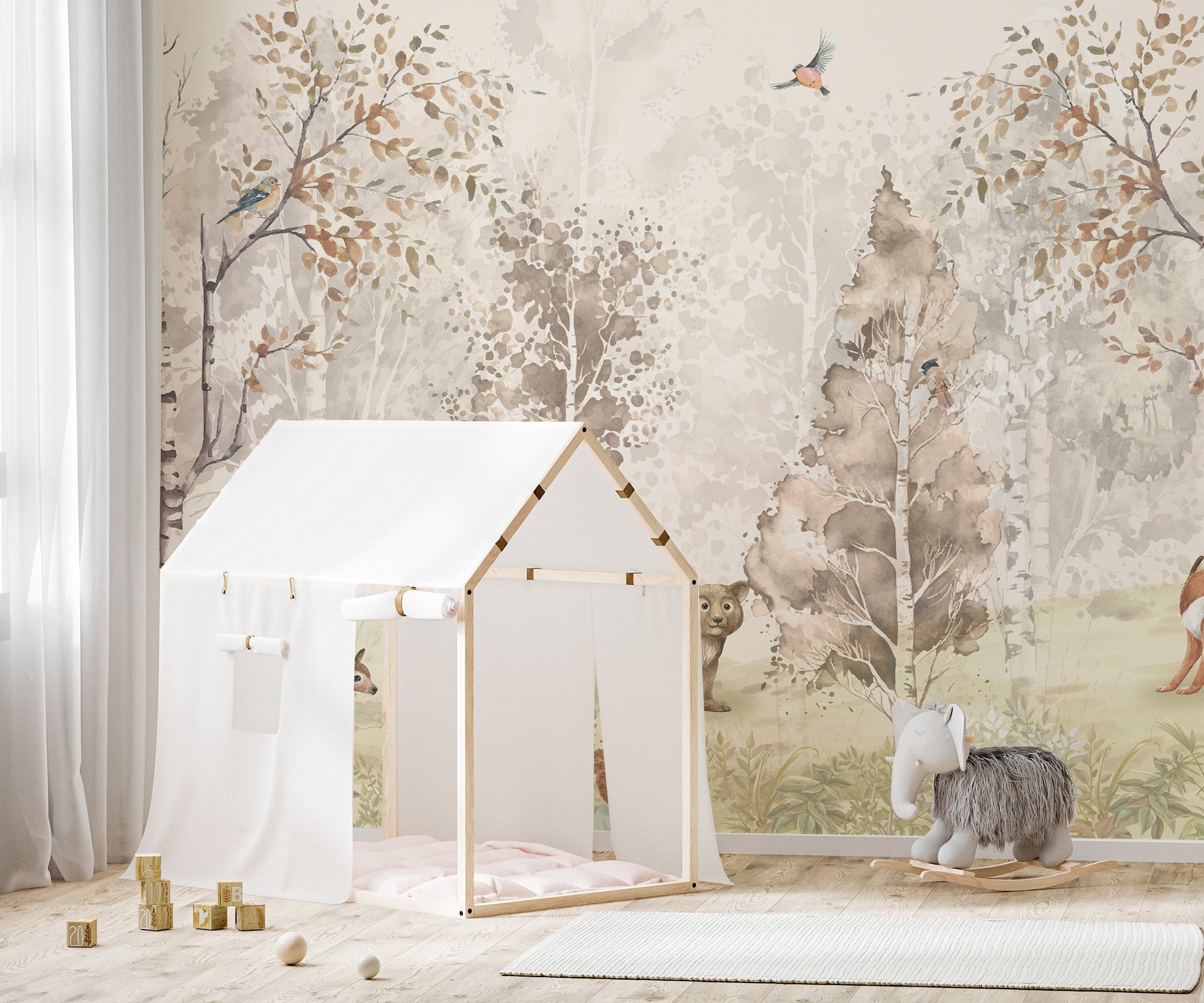 Woodland Animal Scene Wall Mural