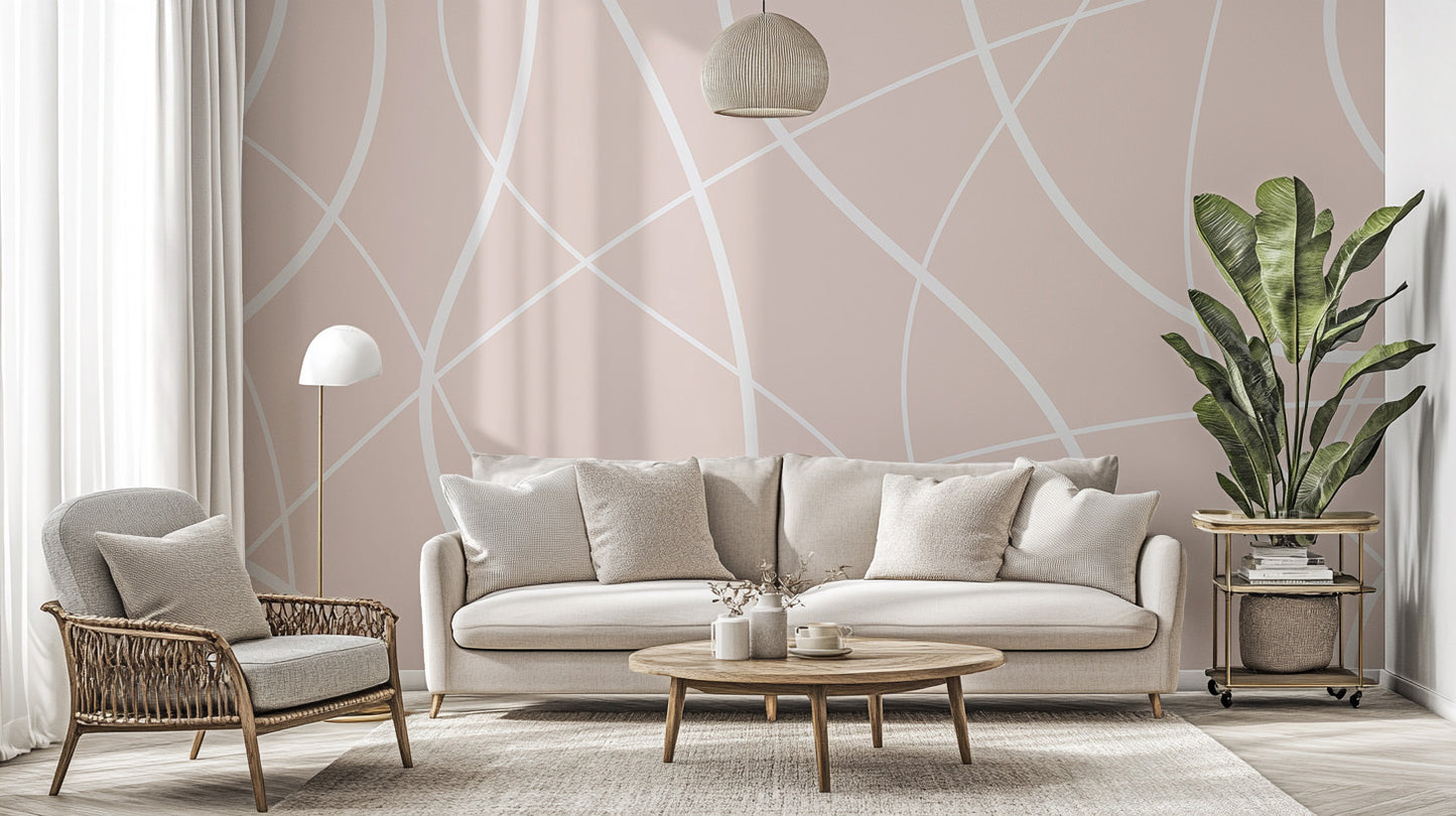 Neutral beige abstract wall mural for a refined space.
