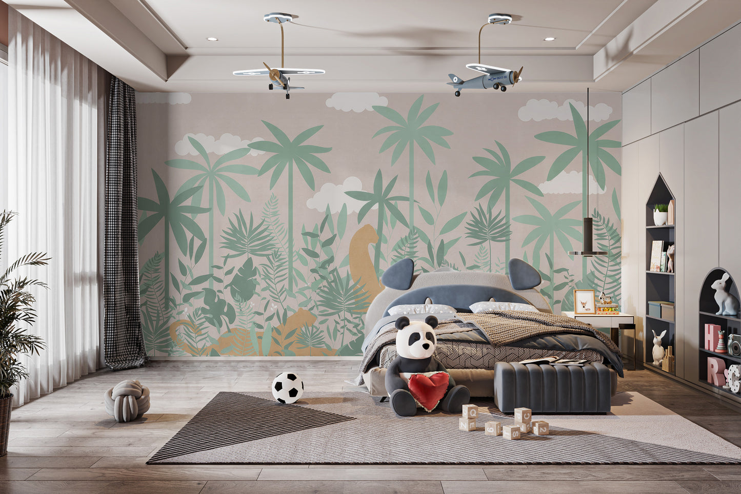 Leopard Jungle Wall Mural for a bold statement
