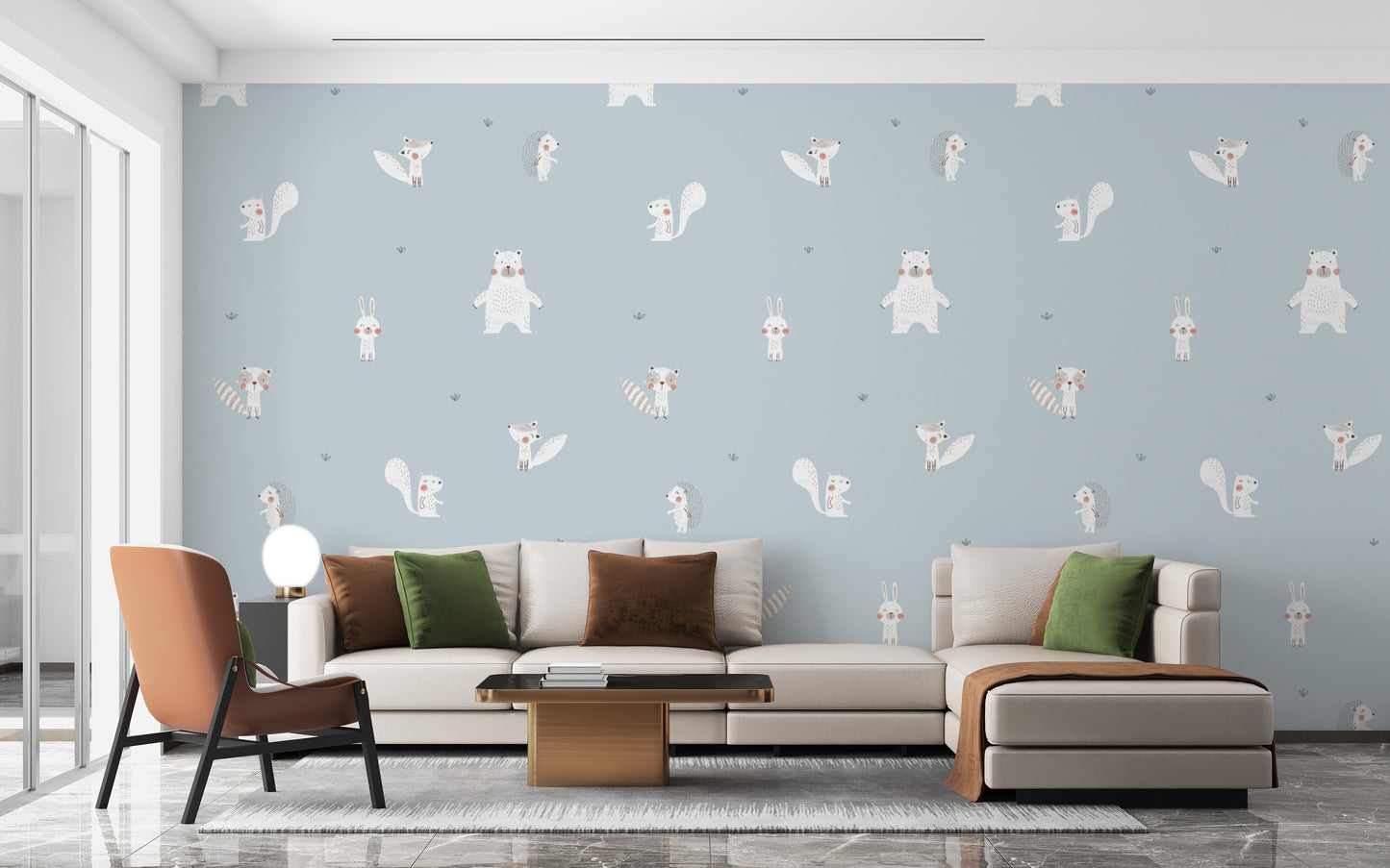 Blue Forest Animals Wallpaper for Walls