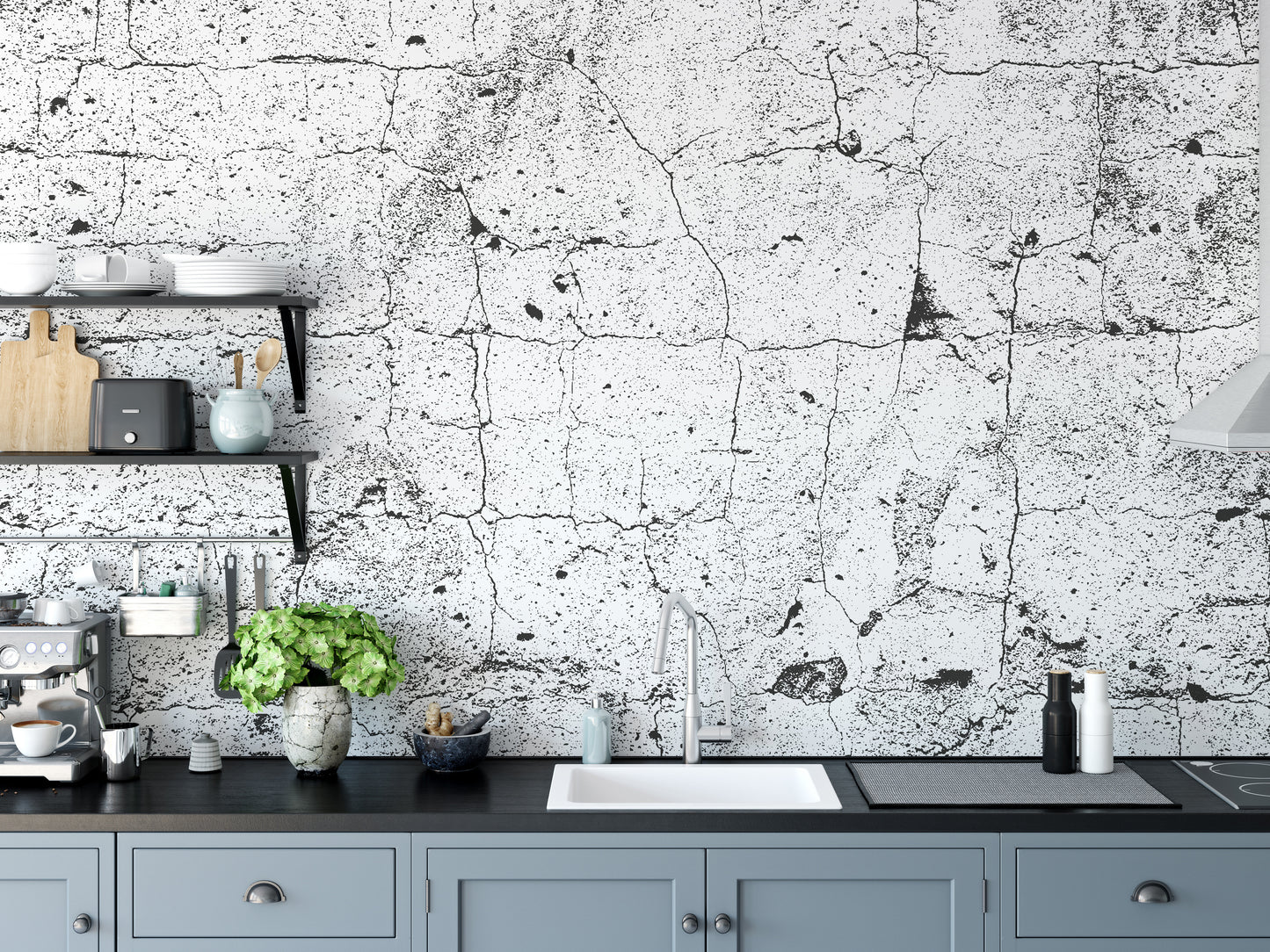 Urban cracked concrete mural wallpaper effect
