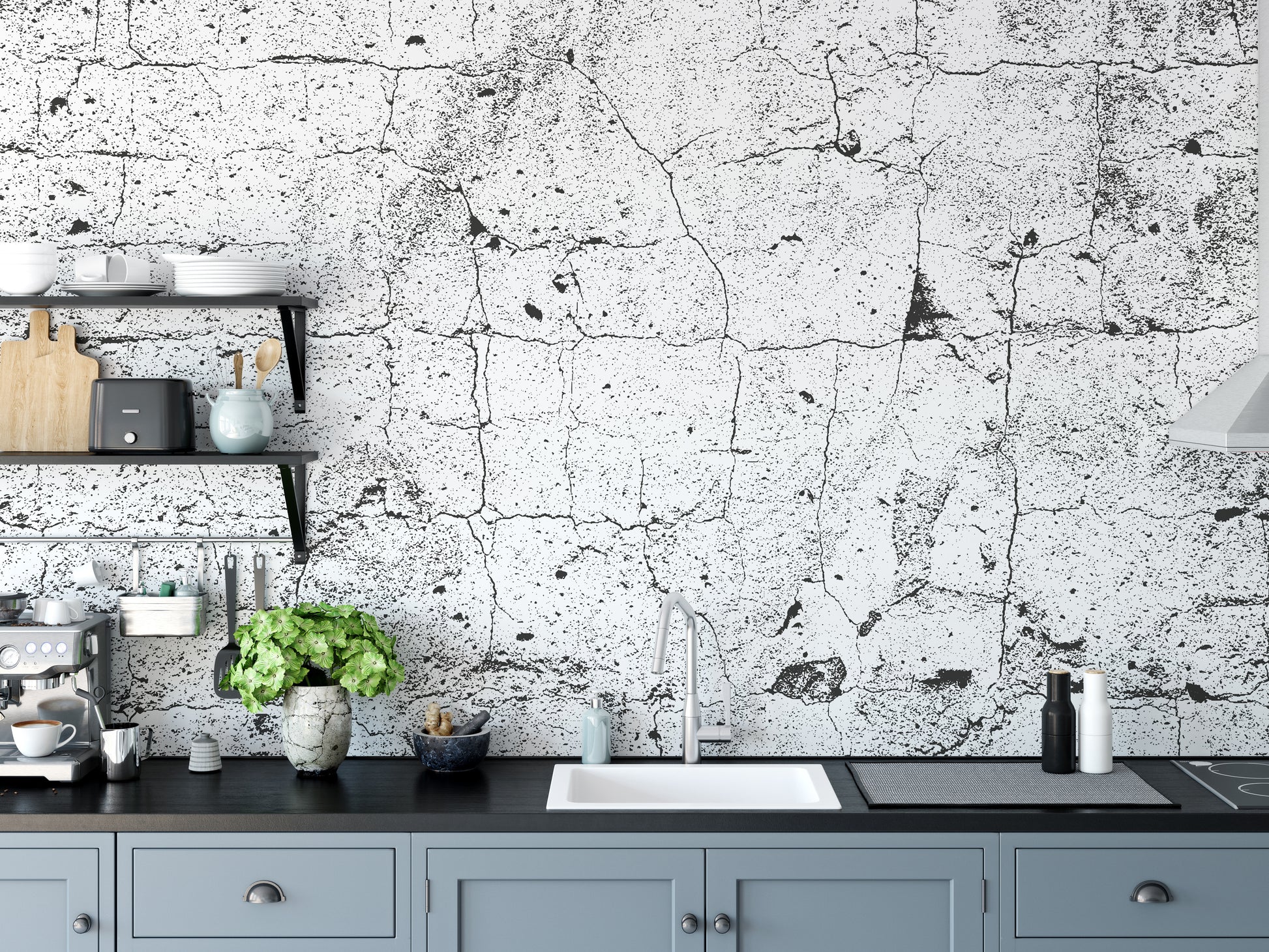 Urban cracked concrete mural wallpaper effect
