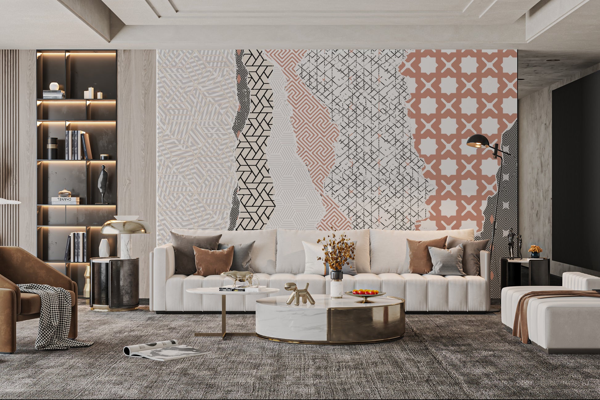 Sharp and edgy geometric wall decor mural