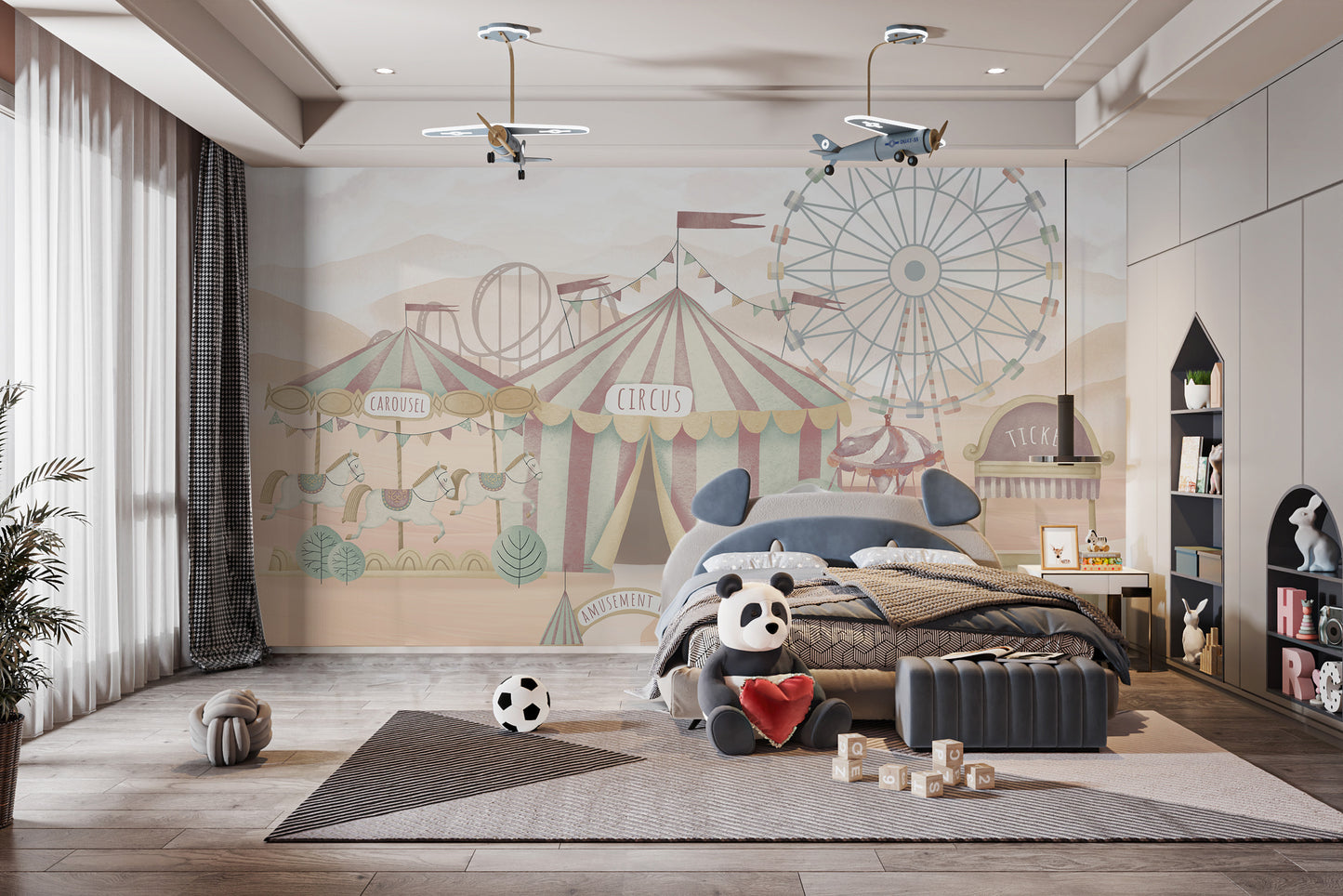 Bright Circus Adventure Wallpaper Mural for bold decor