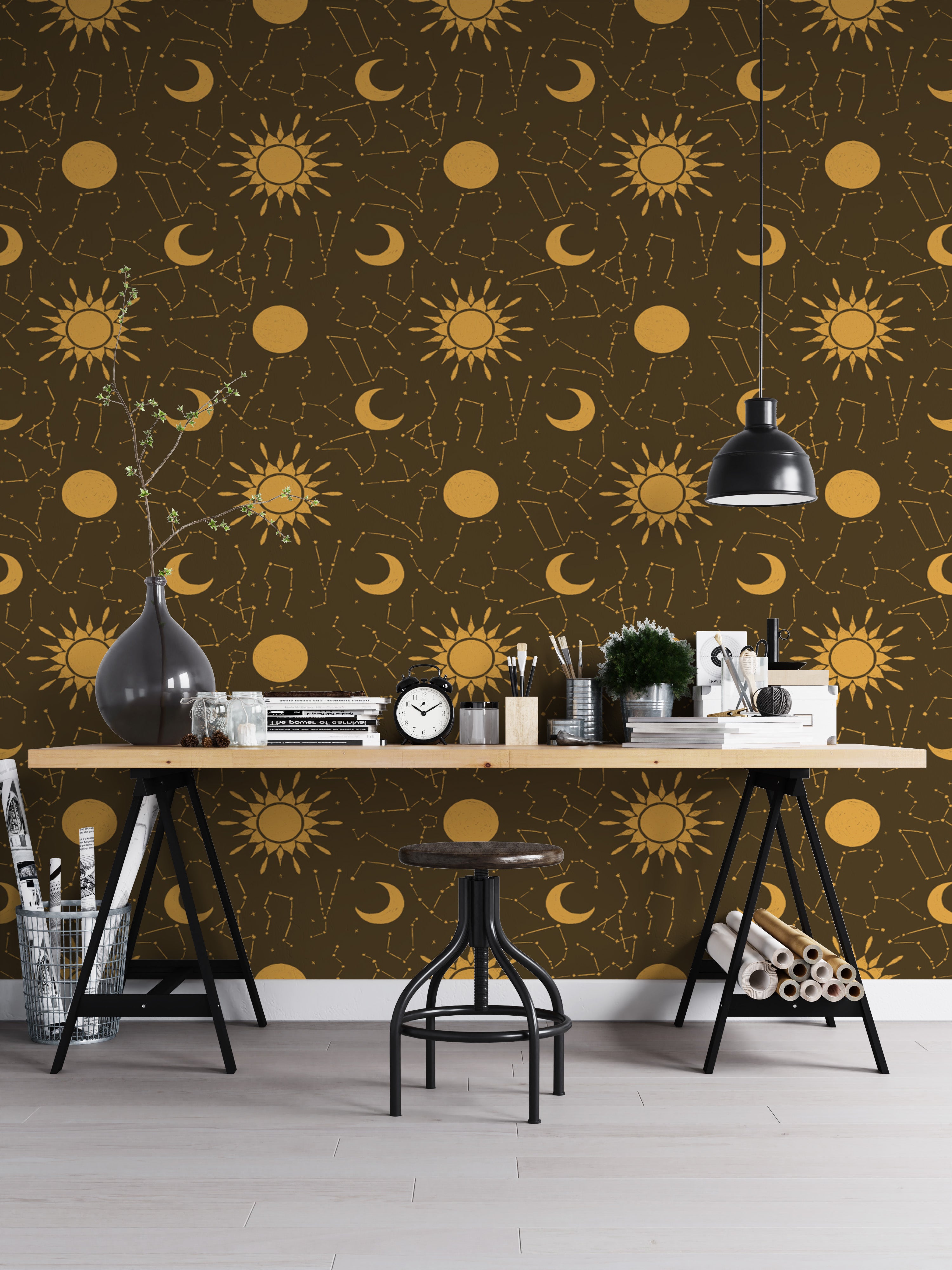 Decorative wallpaper showcasing celestial constellations
