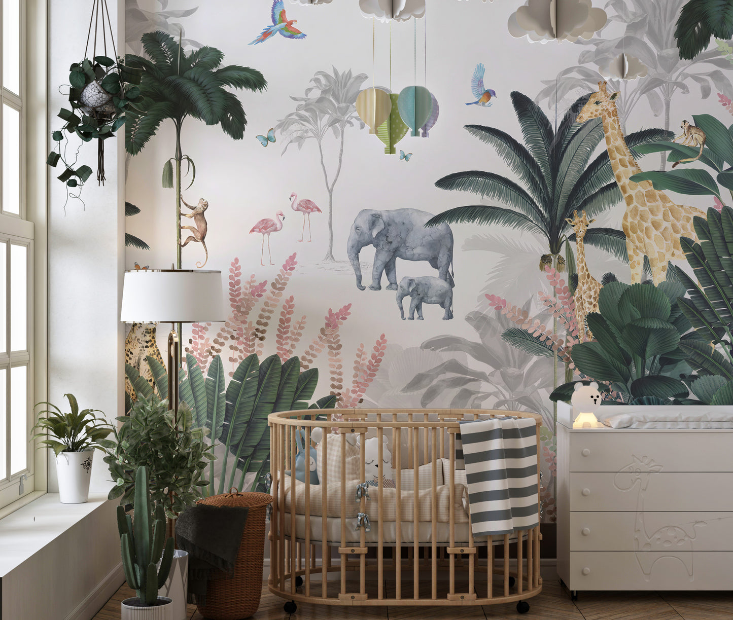 Adventure-themed tropical jungle mural