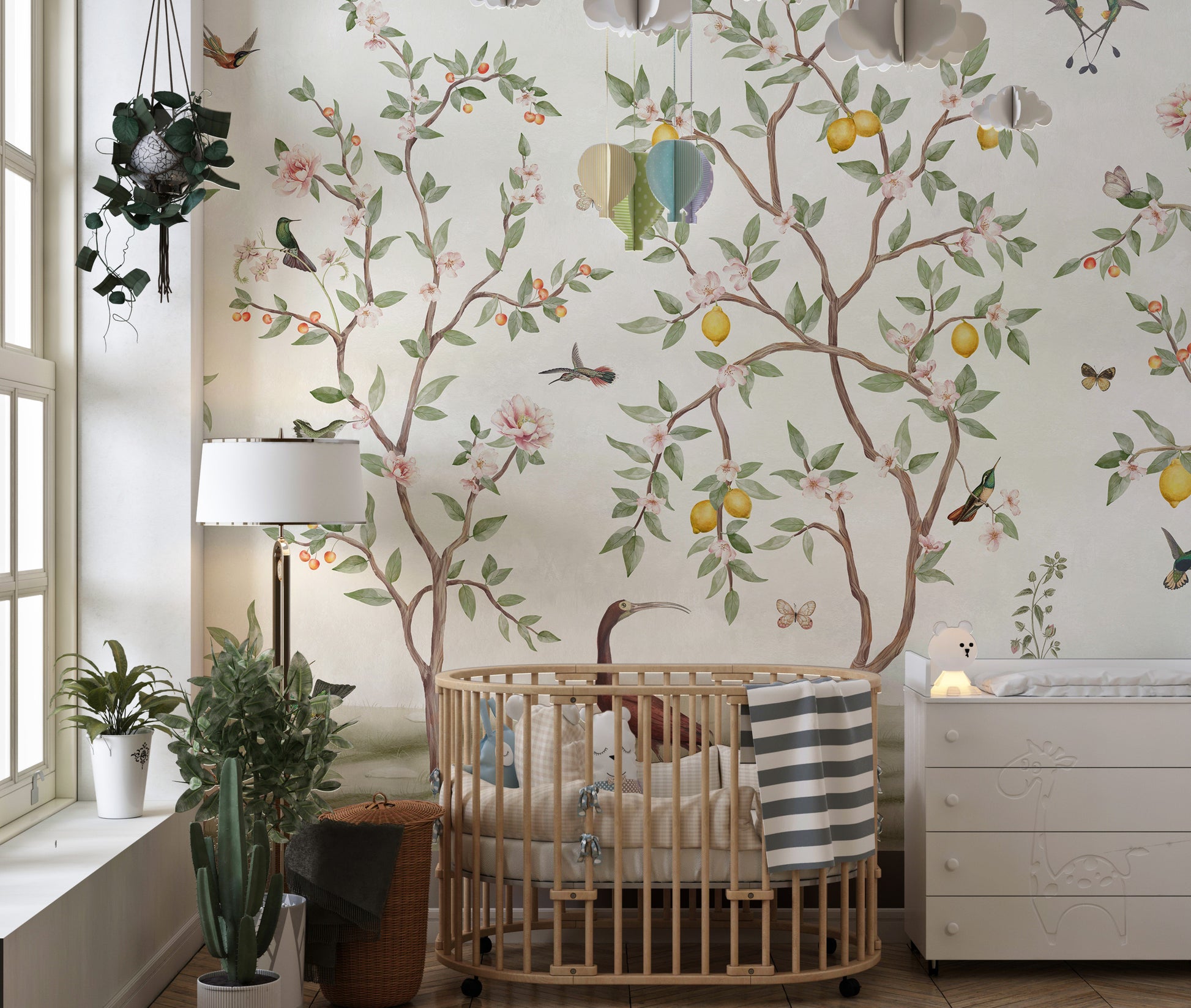 Lemon tree wallpaper mural for timeless interiors.
