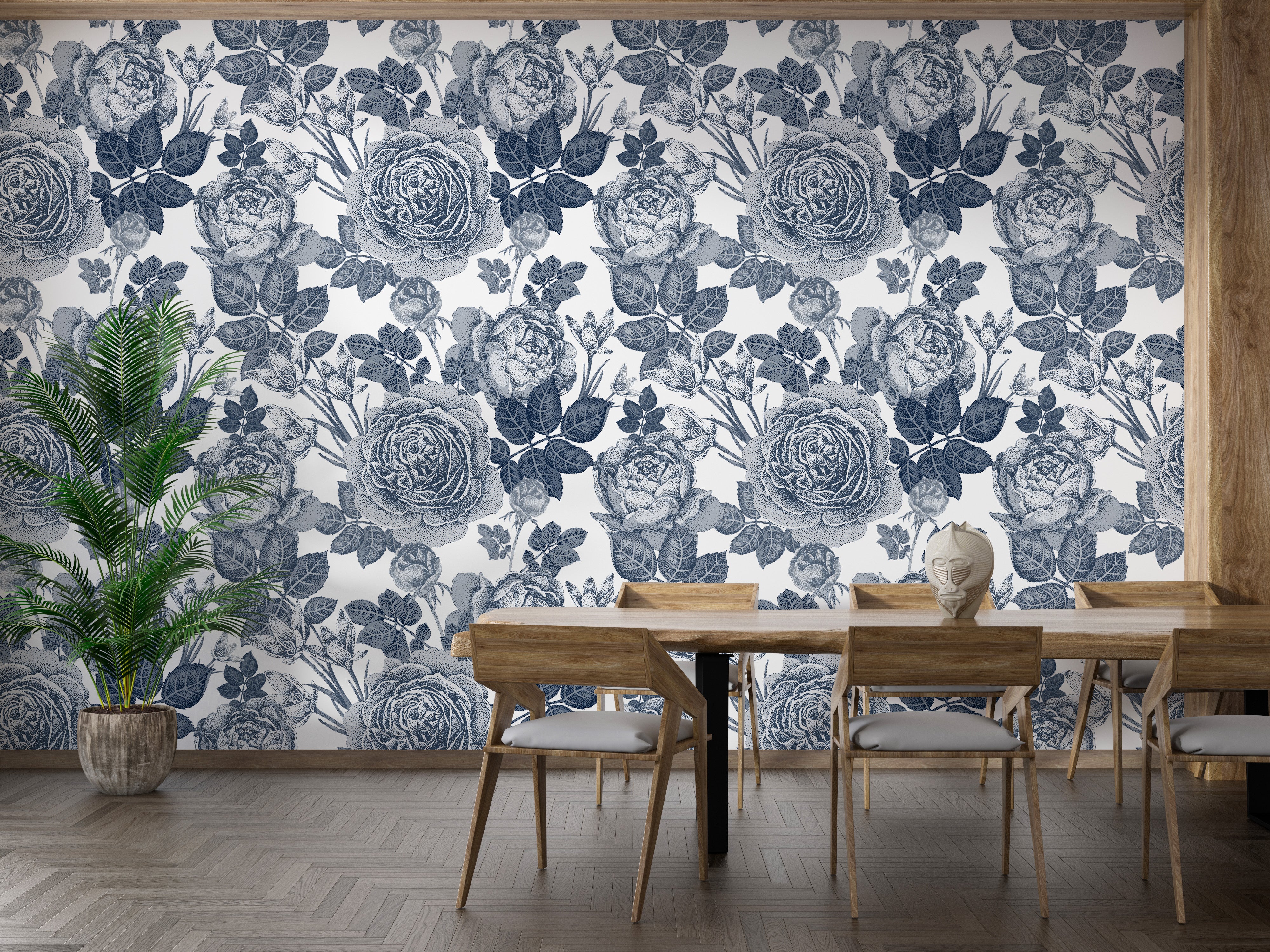 Elegant tinted mural wallpaper with florals



