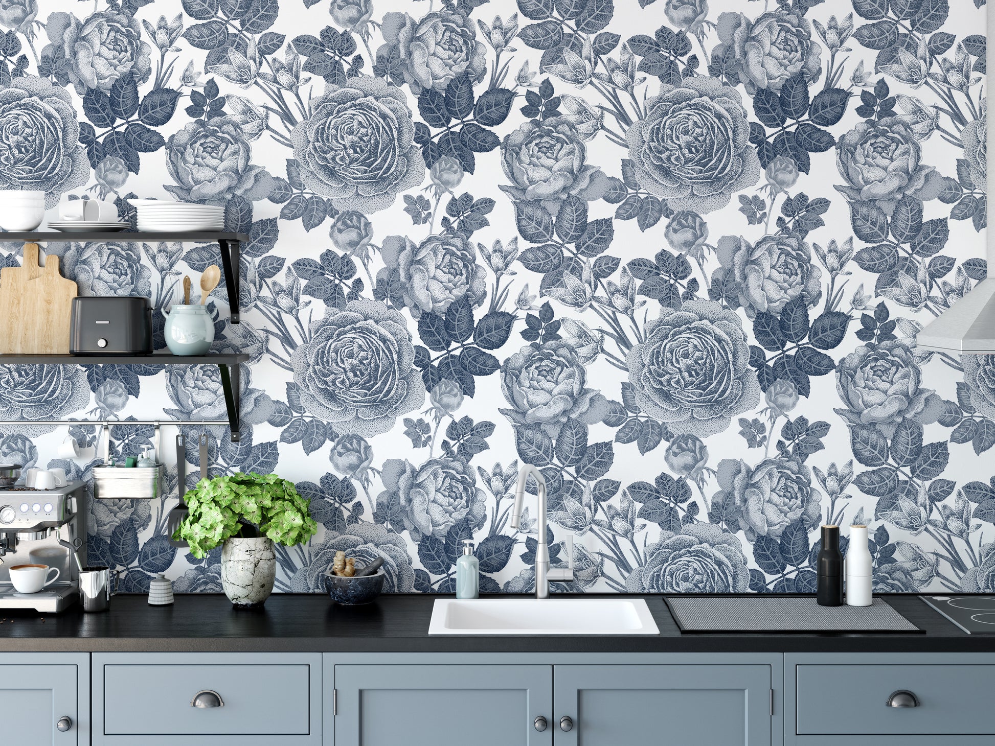 Tinted floral elegance wallpaper mural design
